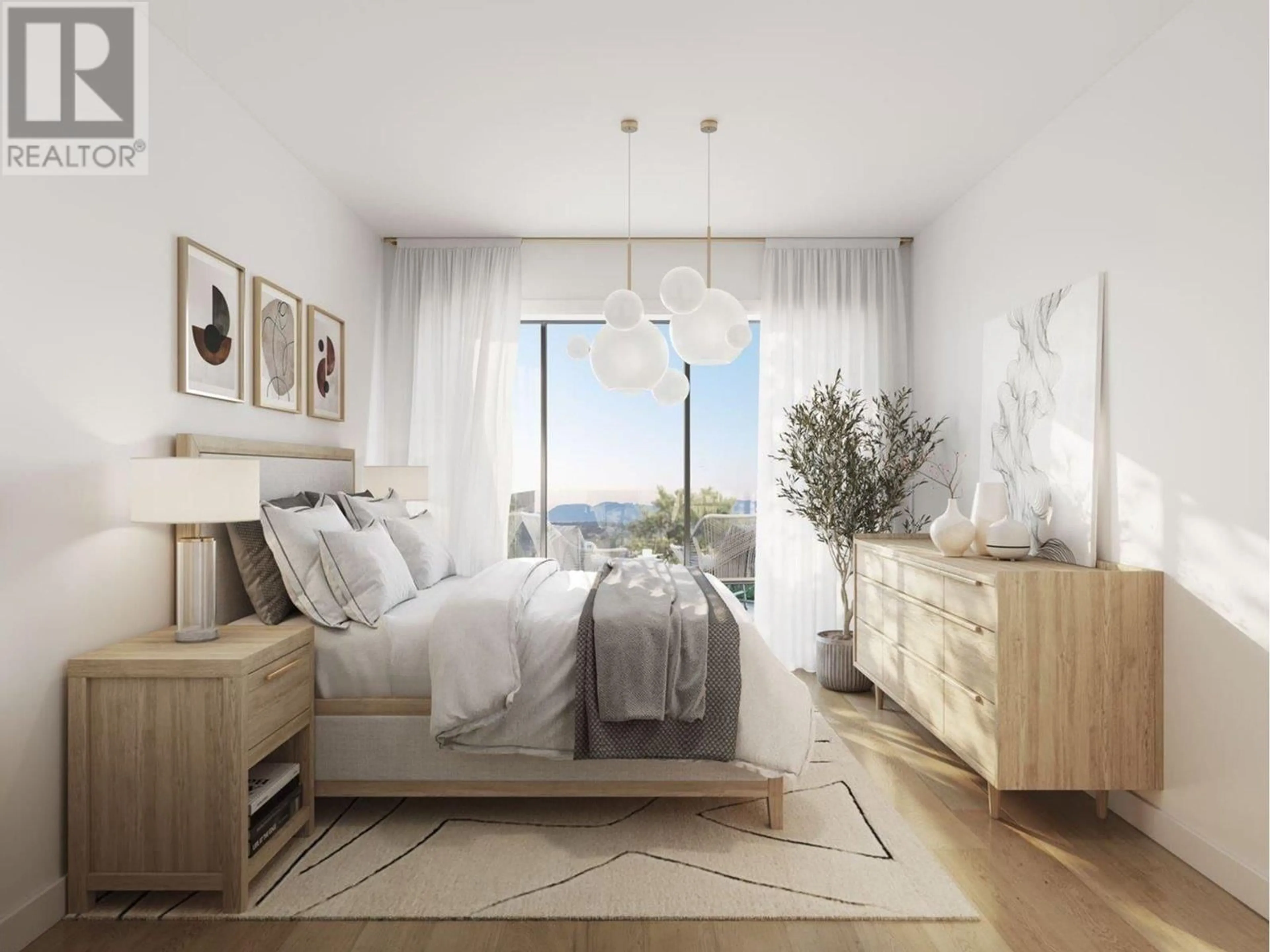 Bedroom with bed, wood/laminate floor for 108 - 6922 ASH STREET, Vancouver British Columbia V6P3K4