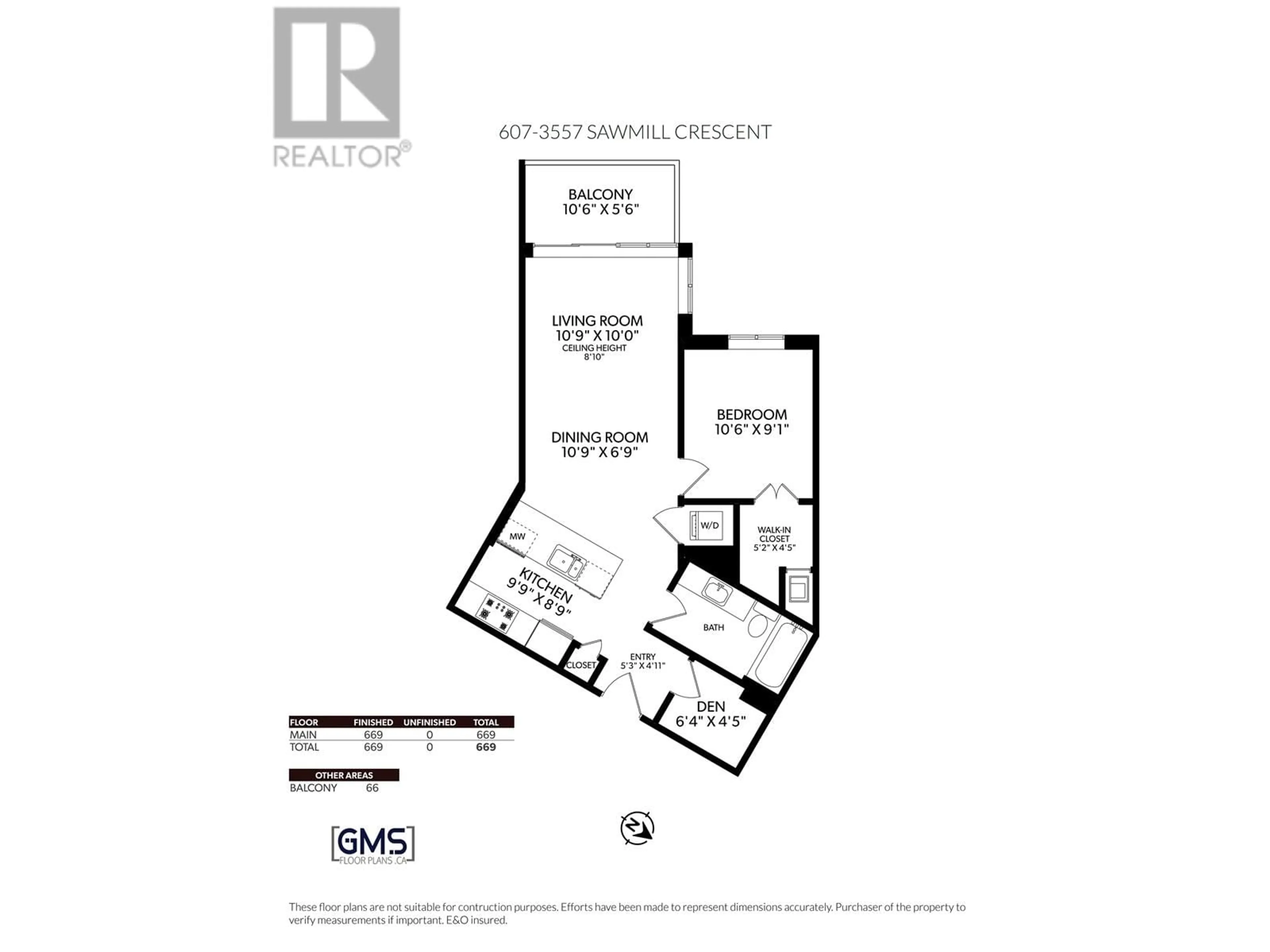 Floor plan for 607 3557 SAWMILL CRESCENT, Vancouver British Columbia V5S0E2