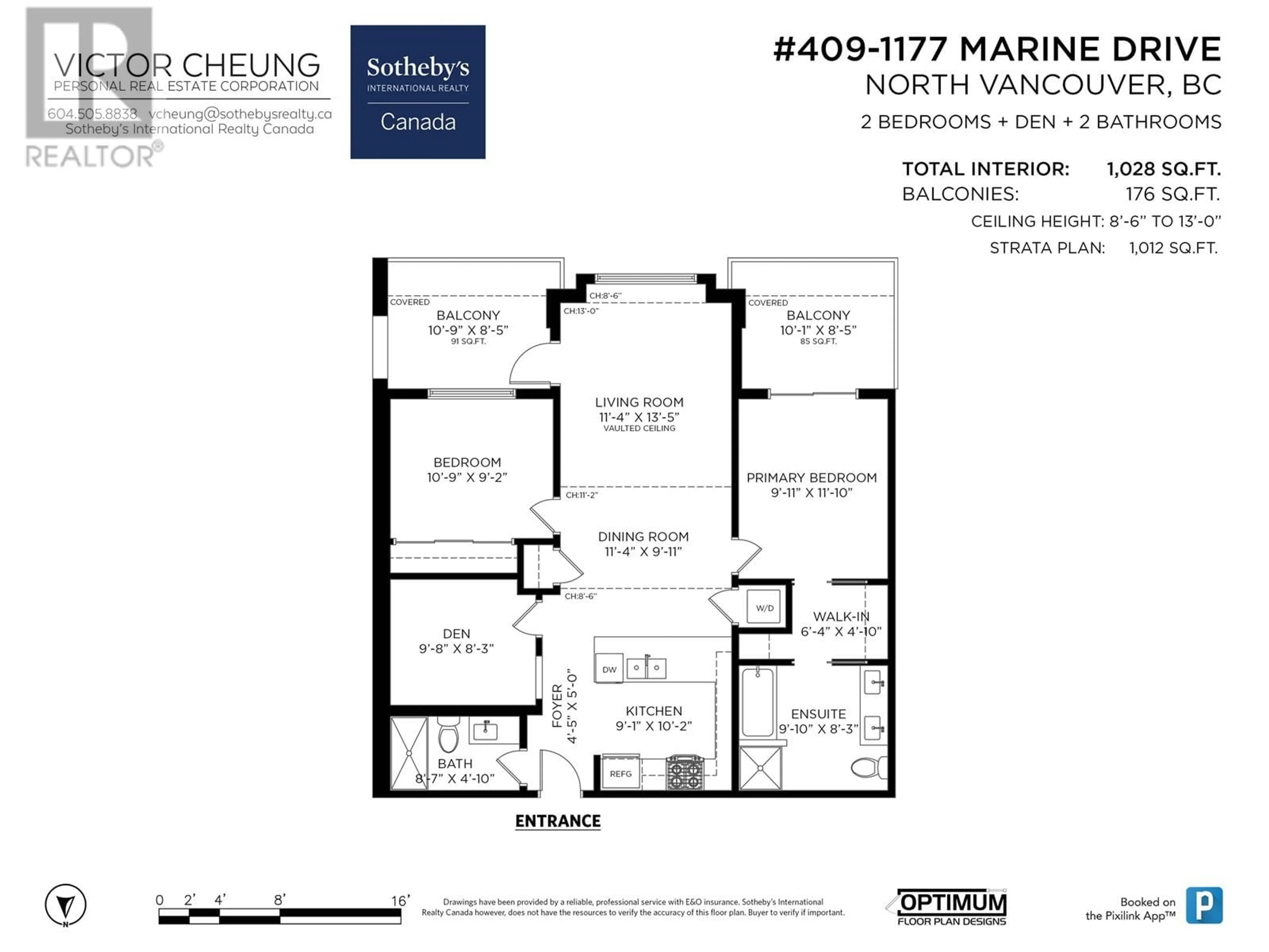 Floor plan for 409 1177 MARINE DRIVE, North Vancouver British Columbia V7P1T1