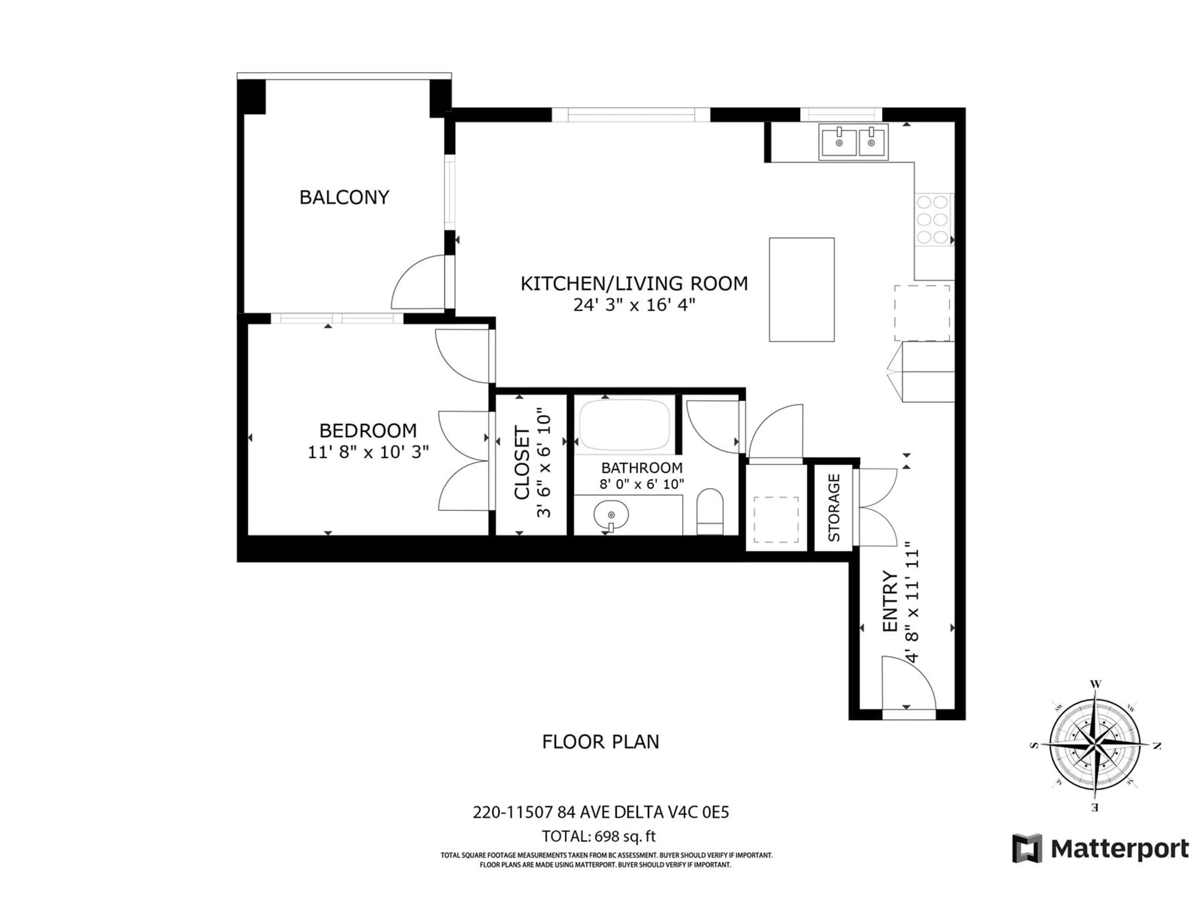 Floor plan for 220 11507 84 AVENUE, Delta British Columbia V4C0E5