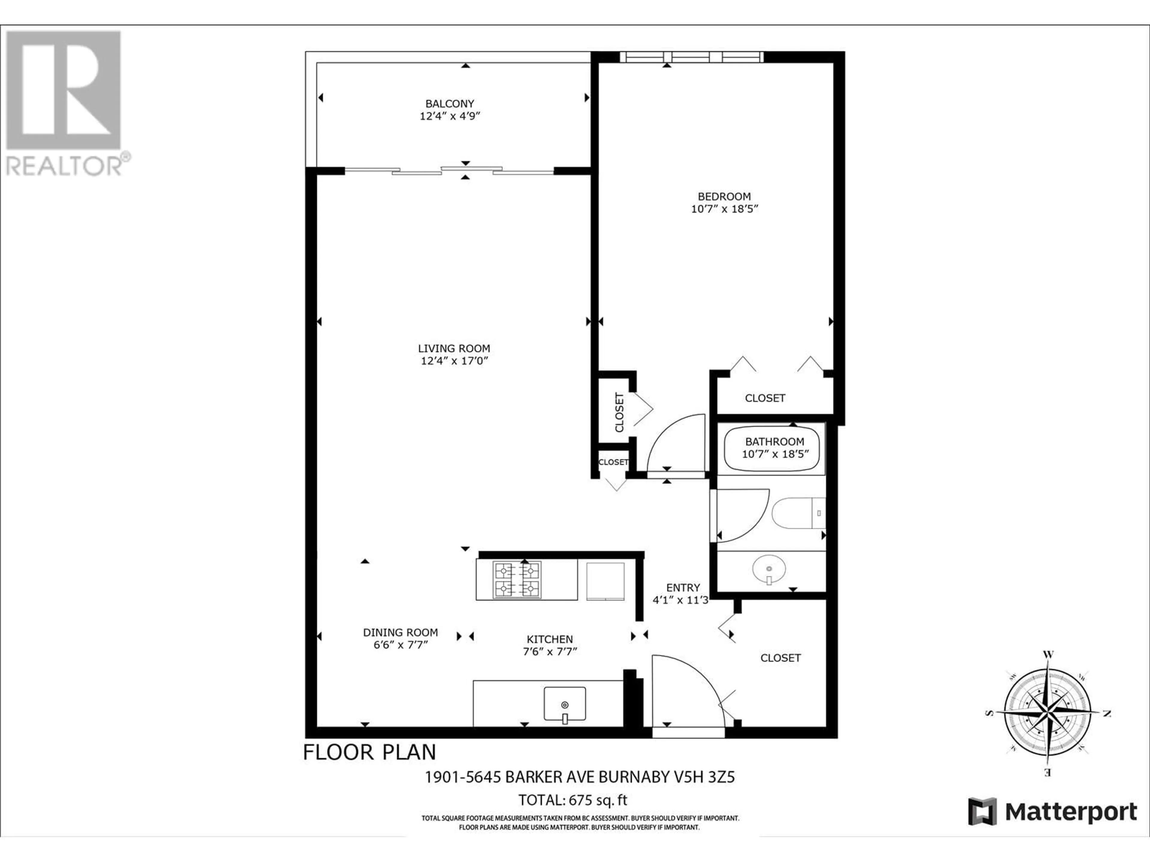 Floor plan for 1901 5645 BARKER AVENUE, Burnaby British Columbia V5H3Z5