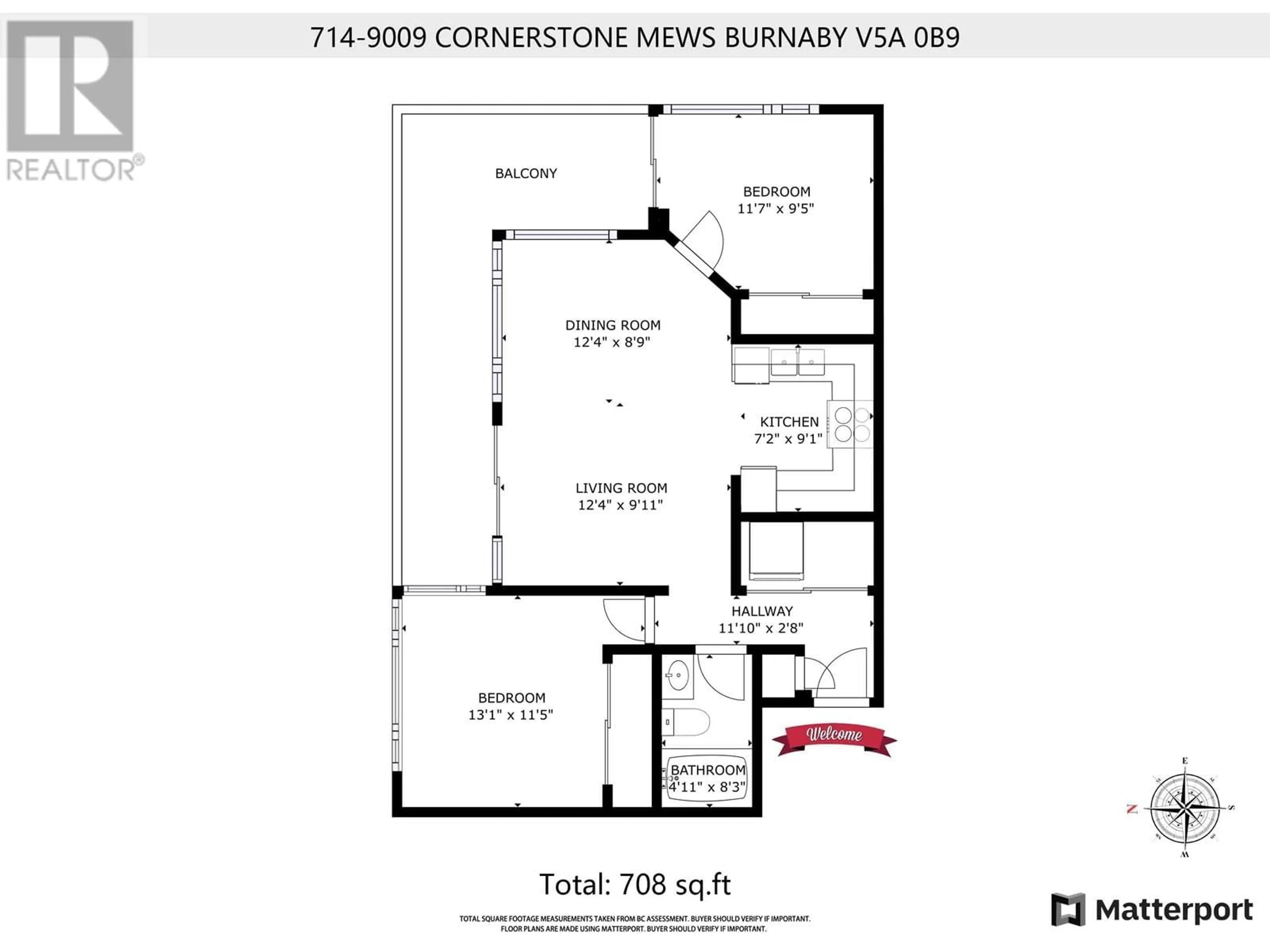 Floor plan for 714 9009 CORNERSTONE MEWS, Burnaby British Columbia V5A0B9