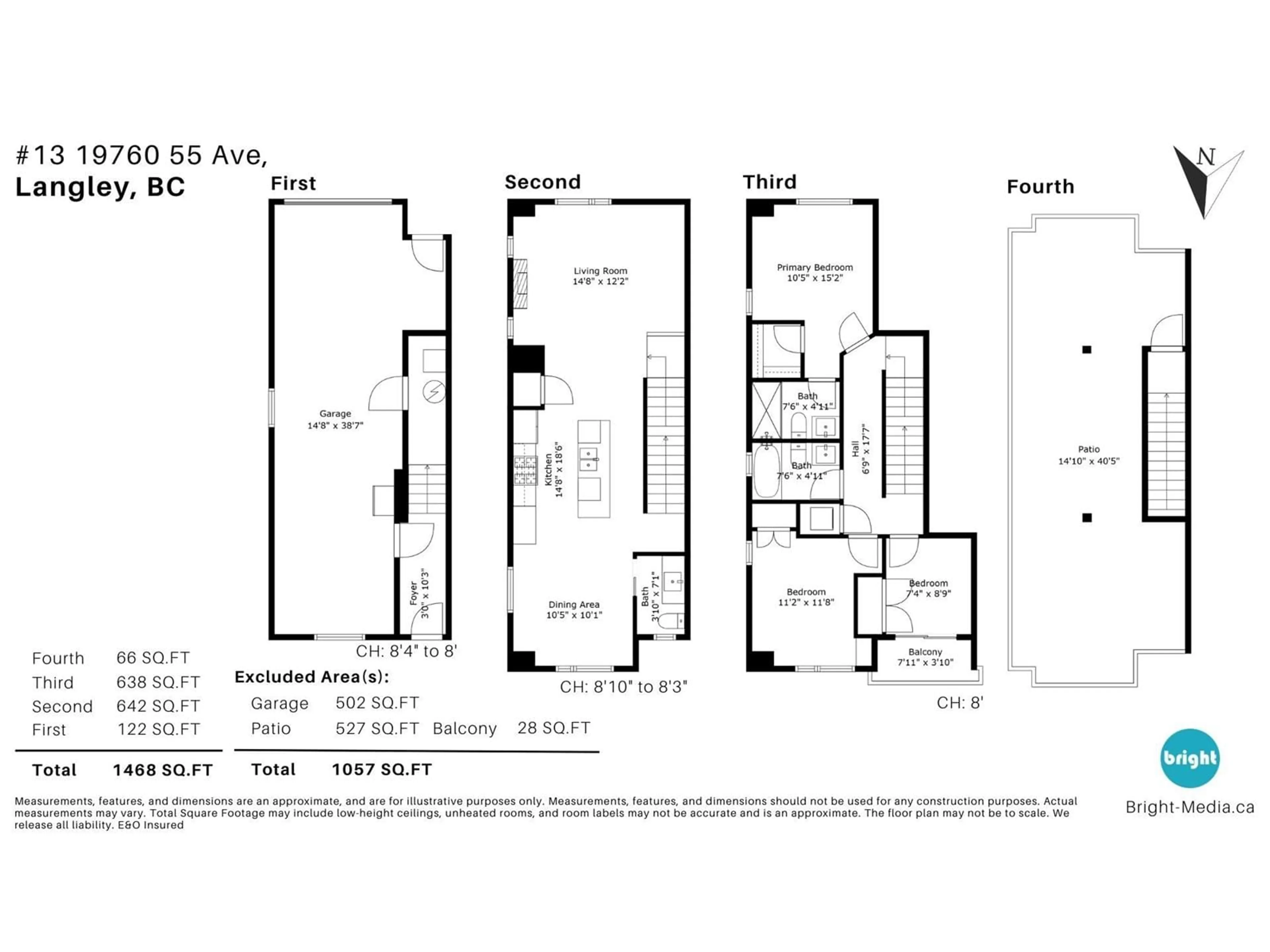 Floor plan for 13 - 19760 55, Langley British Columbia V3A3W9