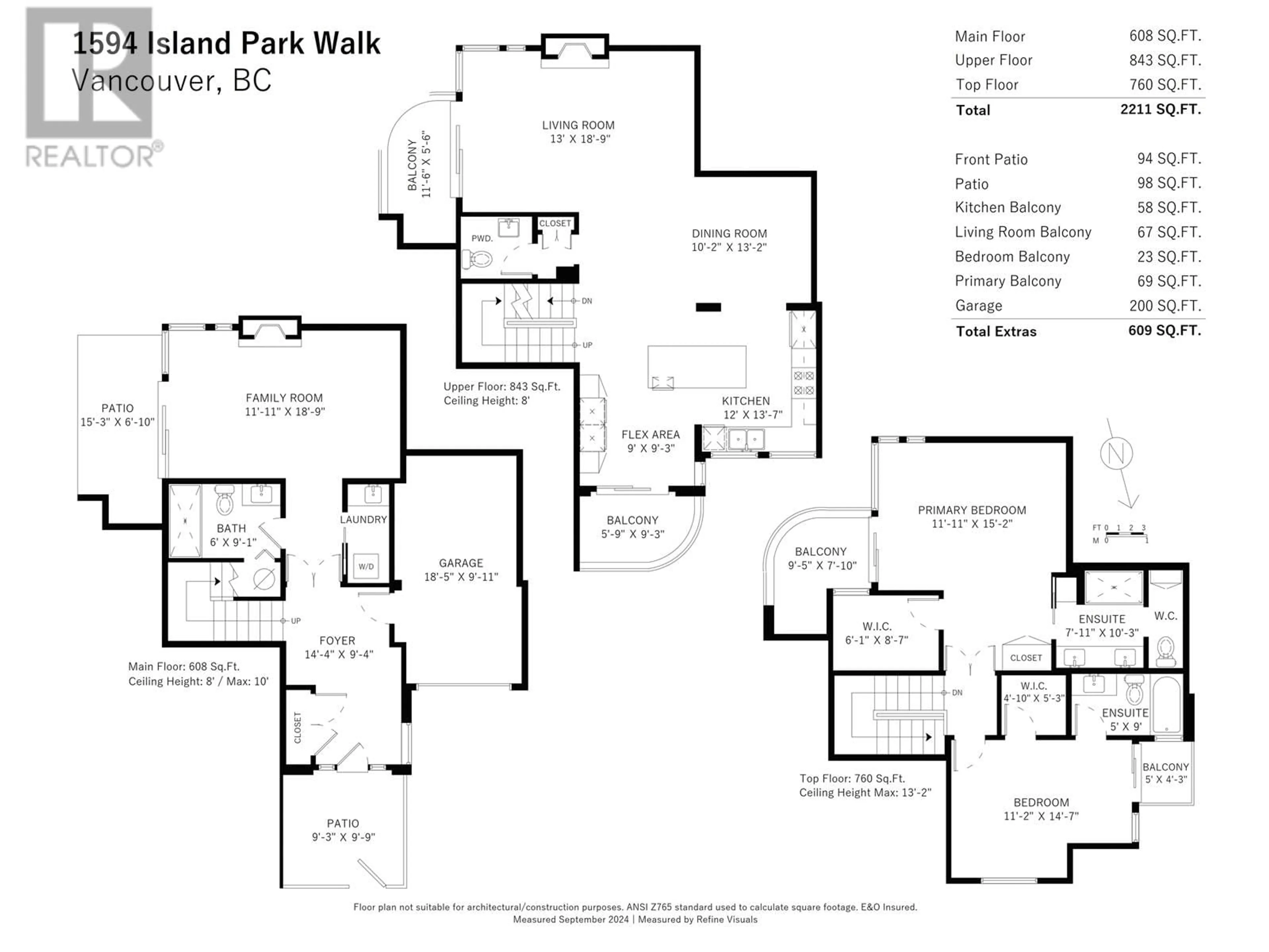 Floor plan for 1594 ISLAND PARK WALK, Vancouver British Columbia V6H3Z8