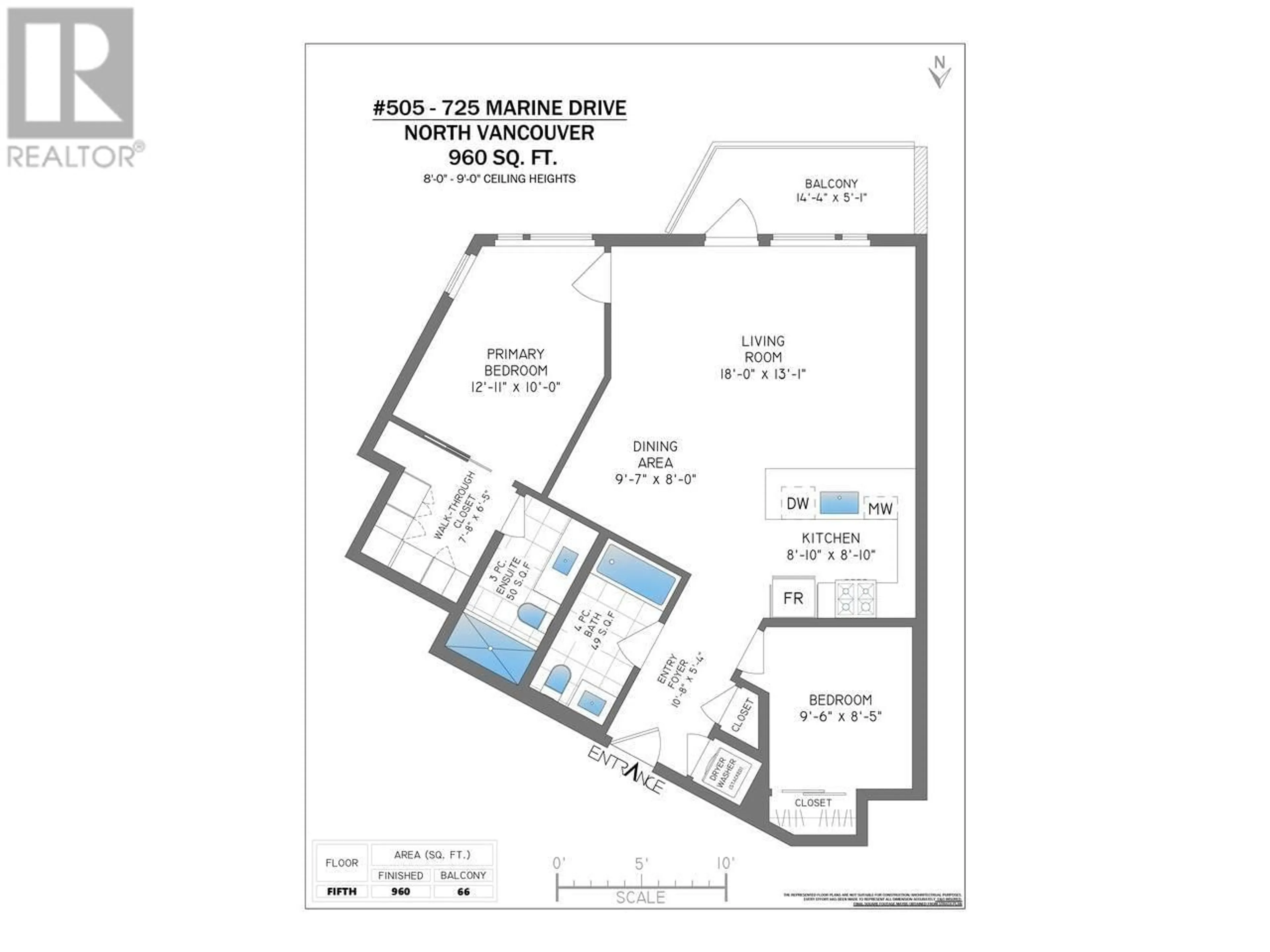 Floor plan for 505 725 MARINE DRIVE, North Vancouver British Columbia V7M0G2