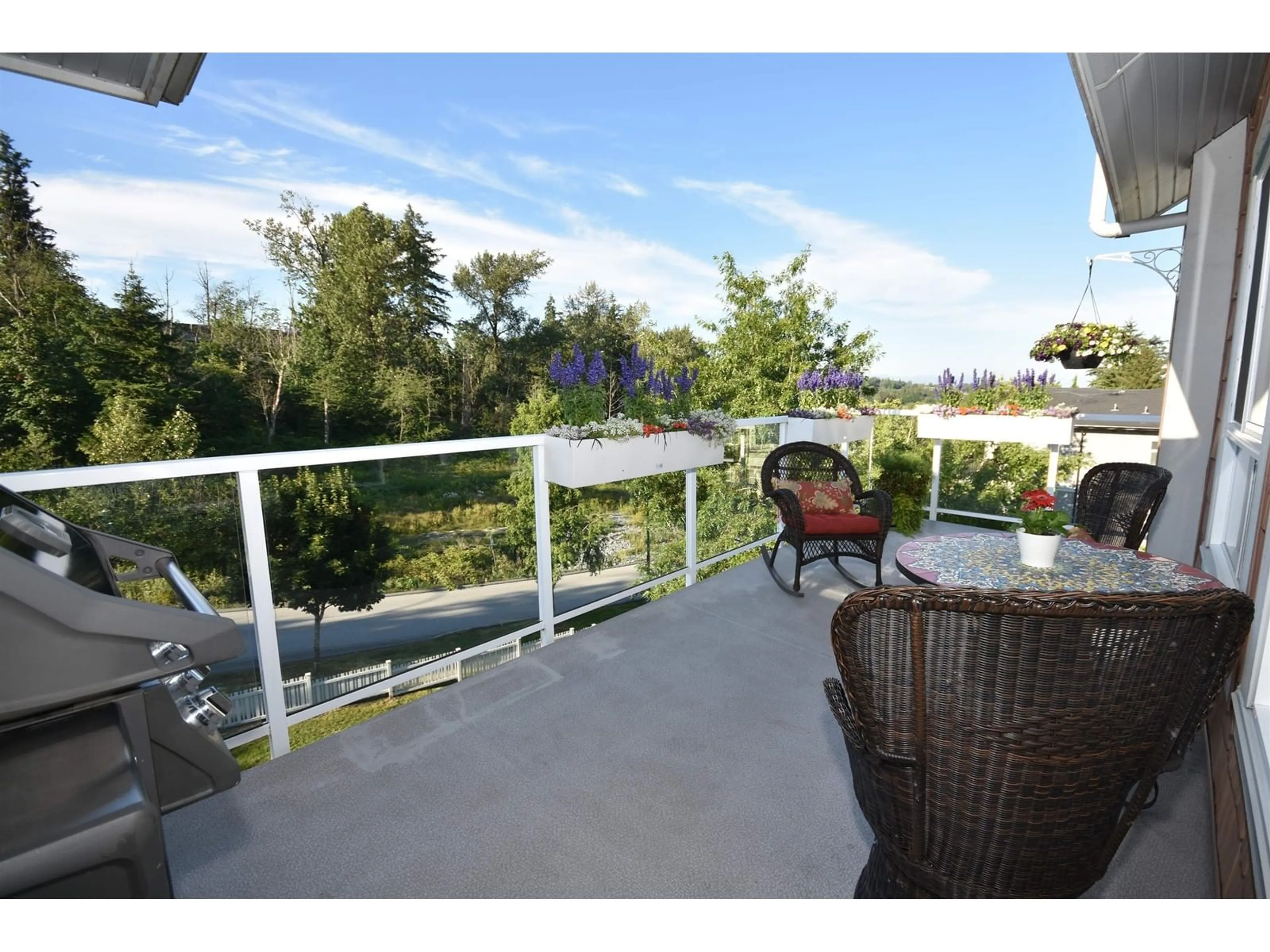 Balcony in the apartment, the fenced backyard for 505 6460 194 STREET, Surrey British Columbia V4N6J8