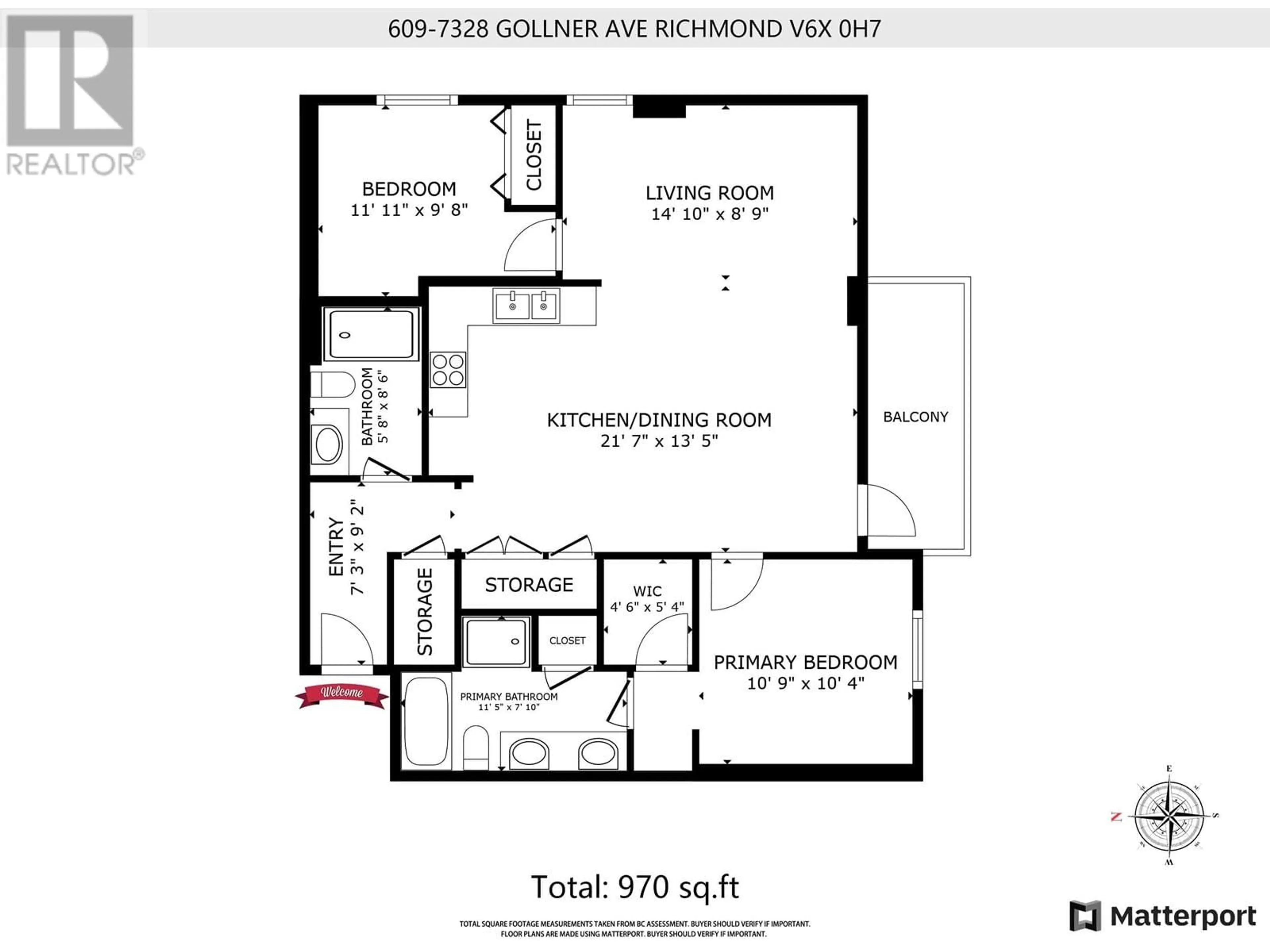 Floor plan for 609 7328 GOLLNER AVENUE, Richmond British Columbia V6X0H7