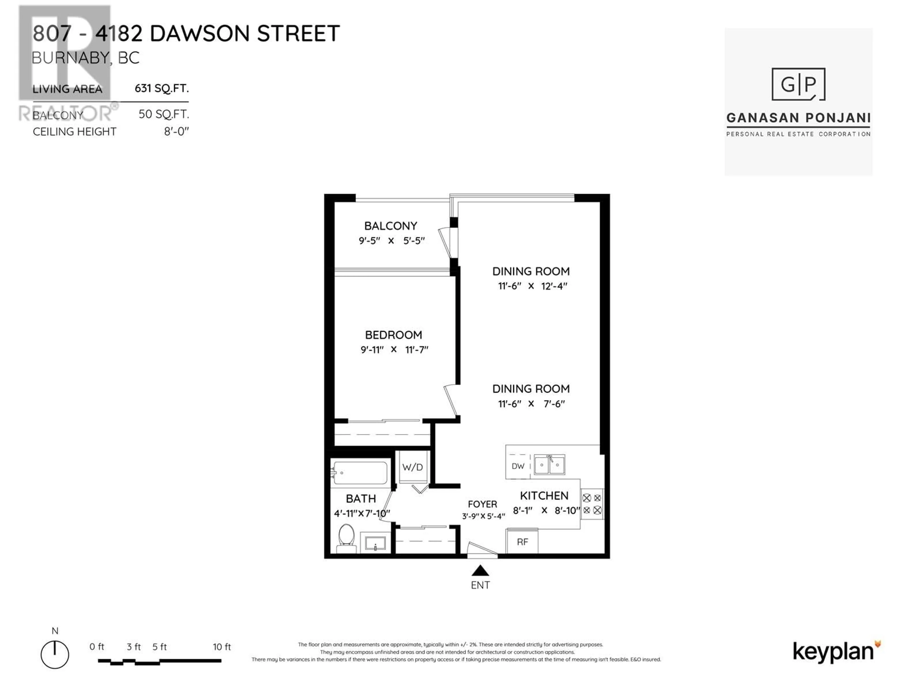 Floor plan for 807 4182 DAWSON STREET, Burnaby British Columbia V5C0A2