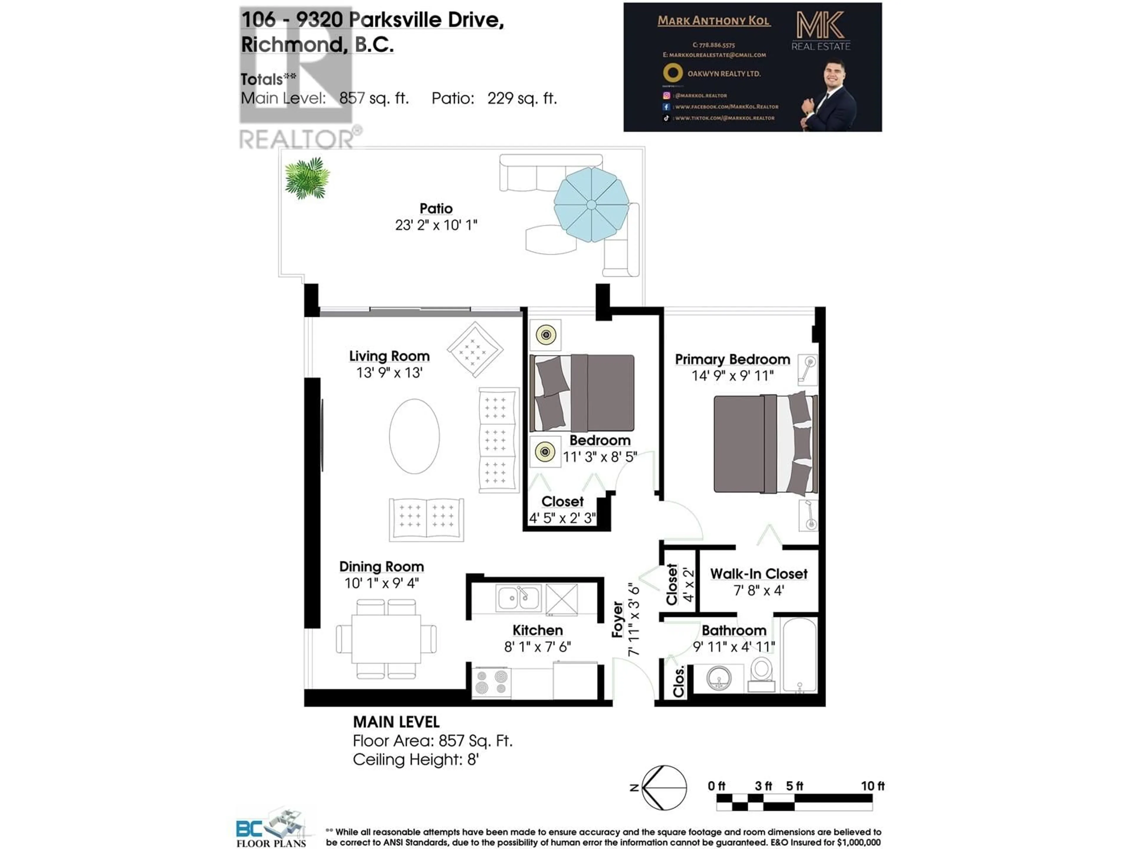 Floor plan for 106 9320 PARKSVILLE DRIVE, Richmond British Columbia V7E4N9