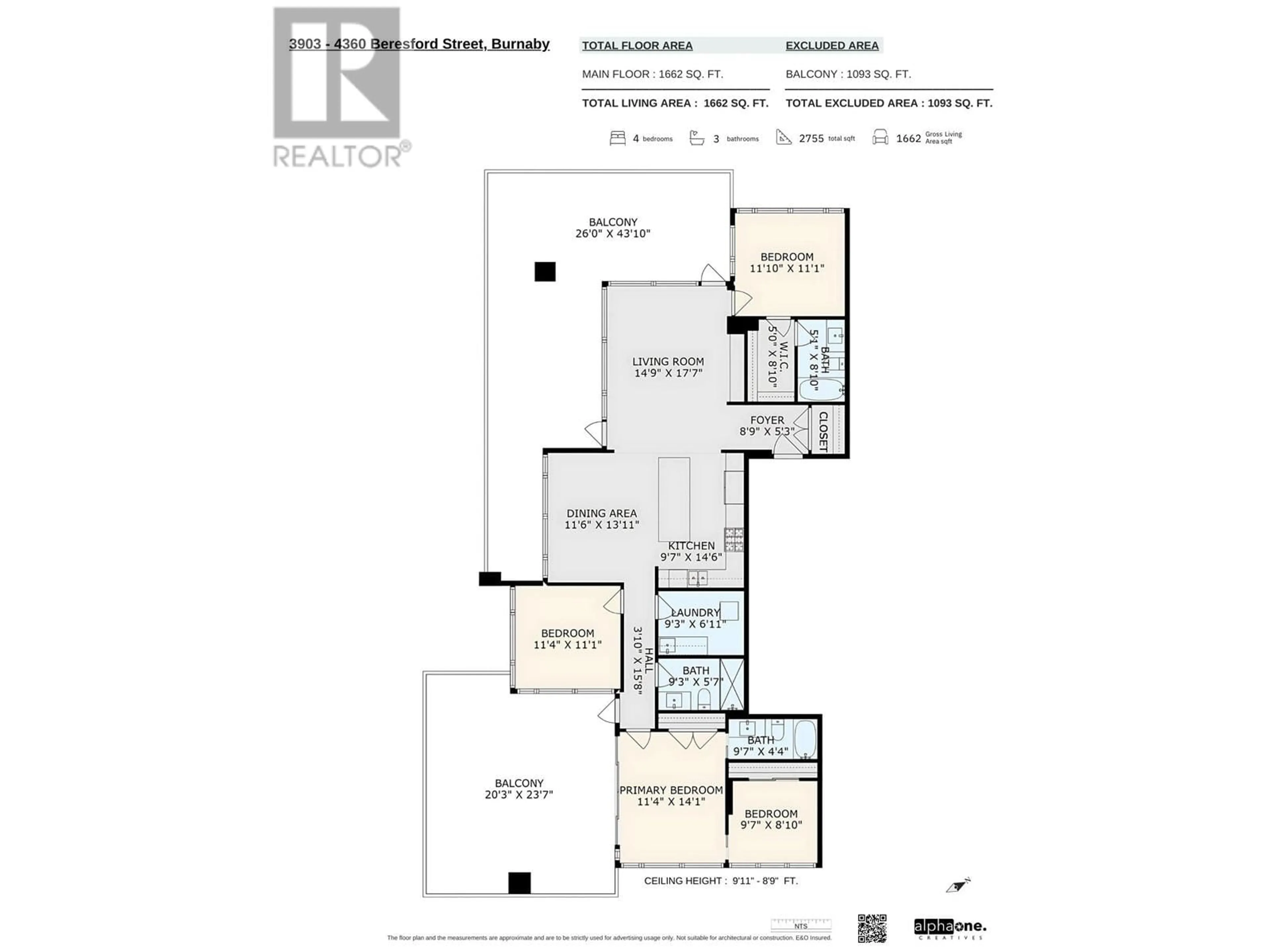 Floor plan for 3903 4360 BERESFORD STREET, Burnaby British Columbia V5H0G2