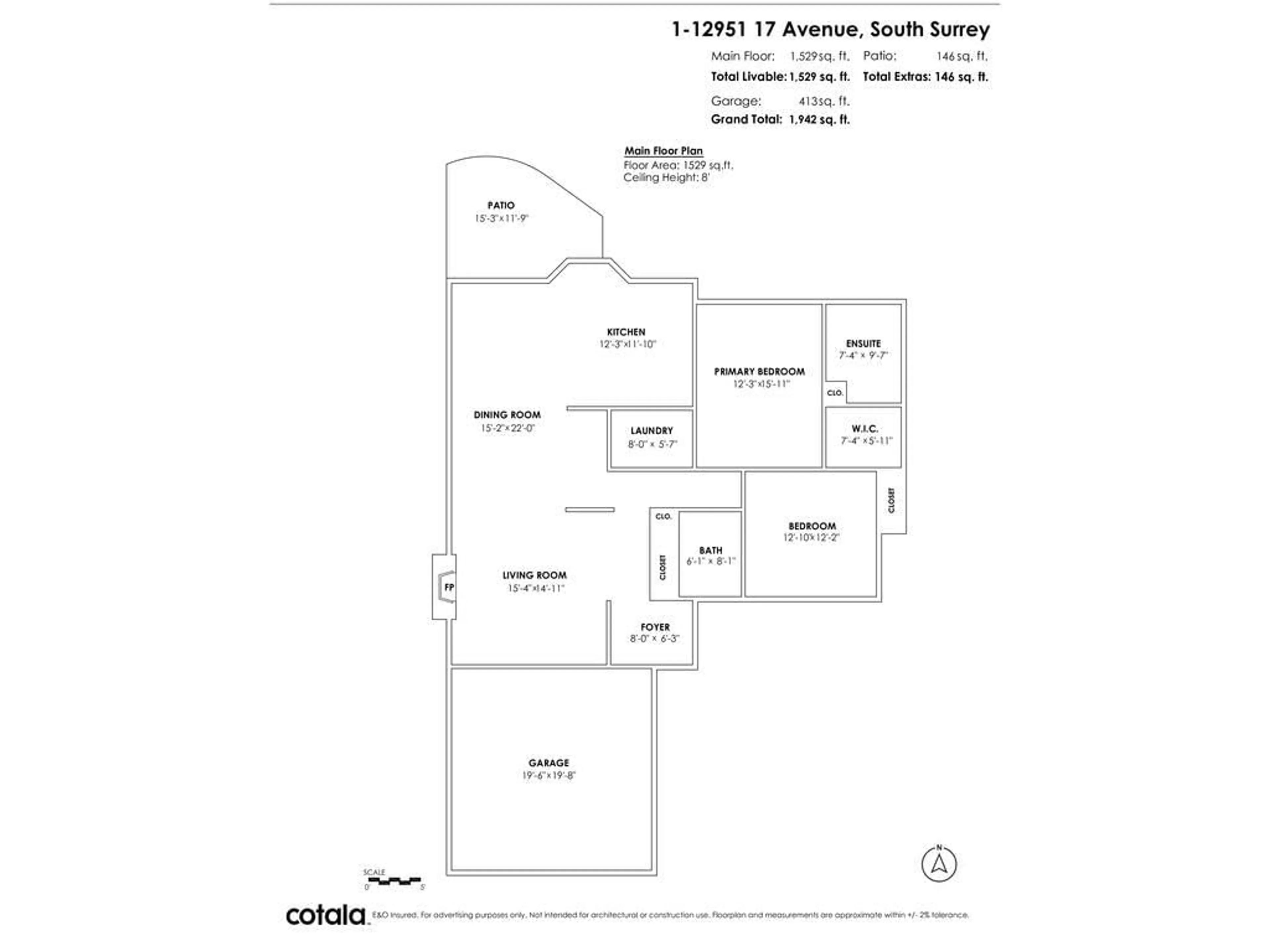 Floor plan for 1 12951 17 AVENUE, Surrey British Columbia V4A8T7