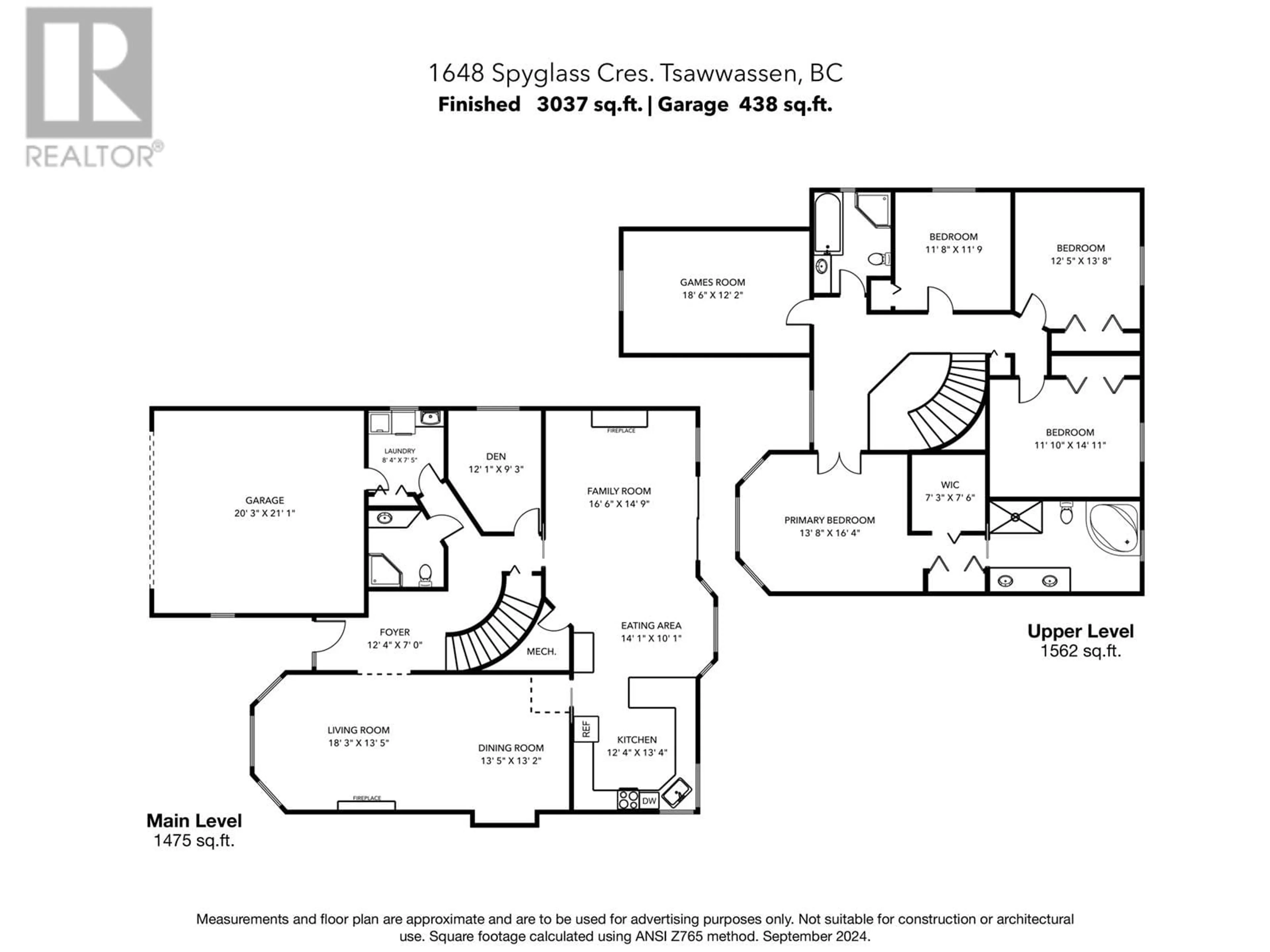 Floor plan for 1648 SPYGLASS CRESCENT, Delta British Columbia V4M4E5