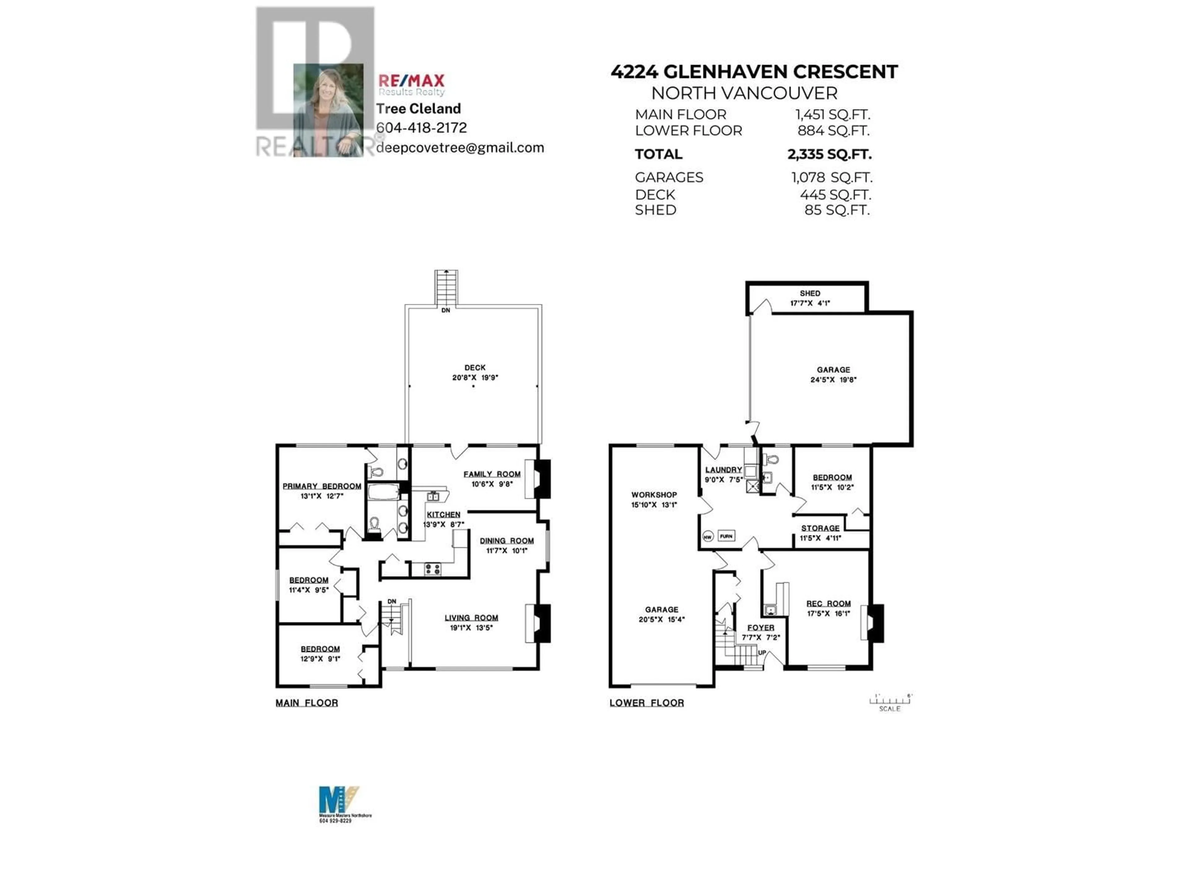 Floor plan for 4224 GLENHAVEN CRESCENT, North Vancouver British Columbia V7G1B9