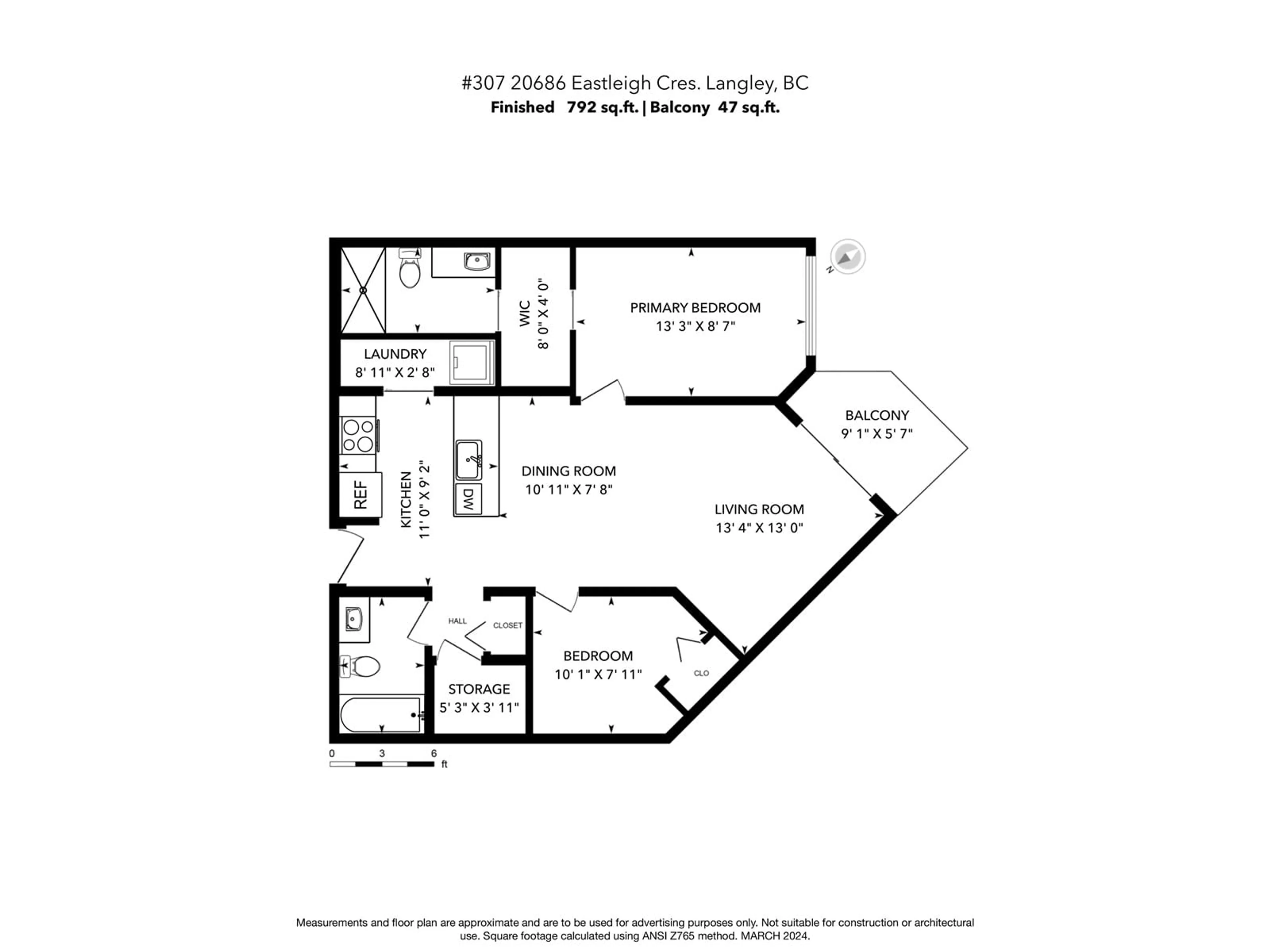 Floor plan for 307 20686 EASTLEIGH CRESCENT, Langley British Columbia V3A0M4