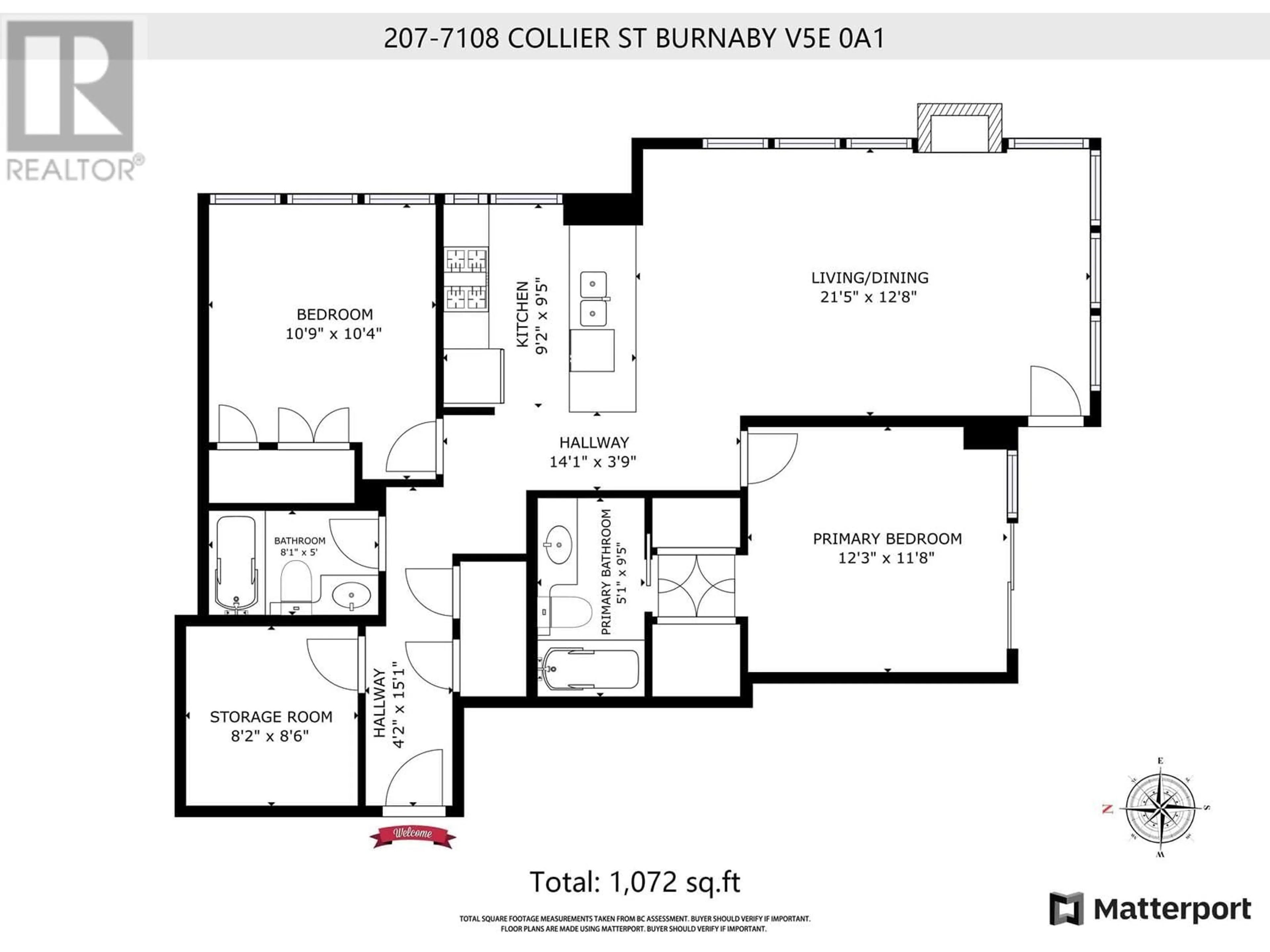 Floor plan for 207 7108 COLLIER STREET, Burnaby British Columbia V5E0A1