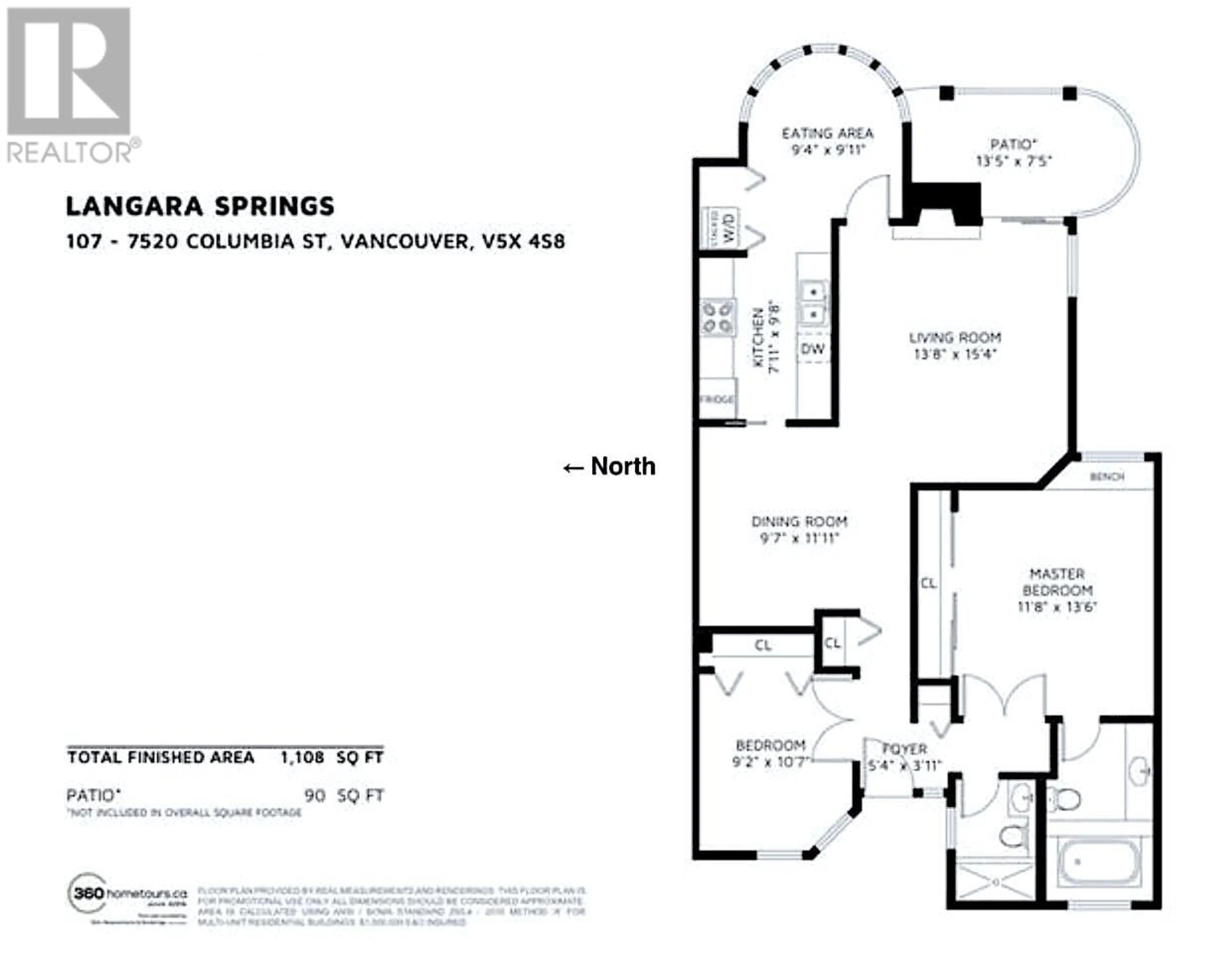 Floor plan for 107 7520 COLUMBIA STREET, Vancouver British Columbia V5X4S8