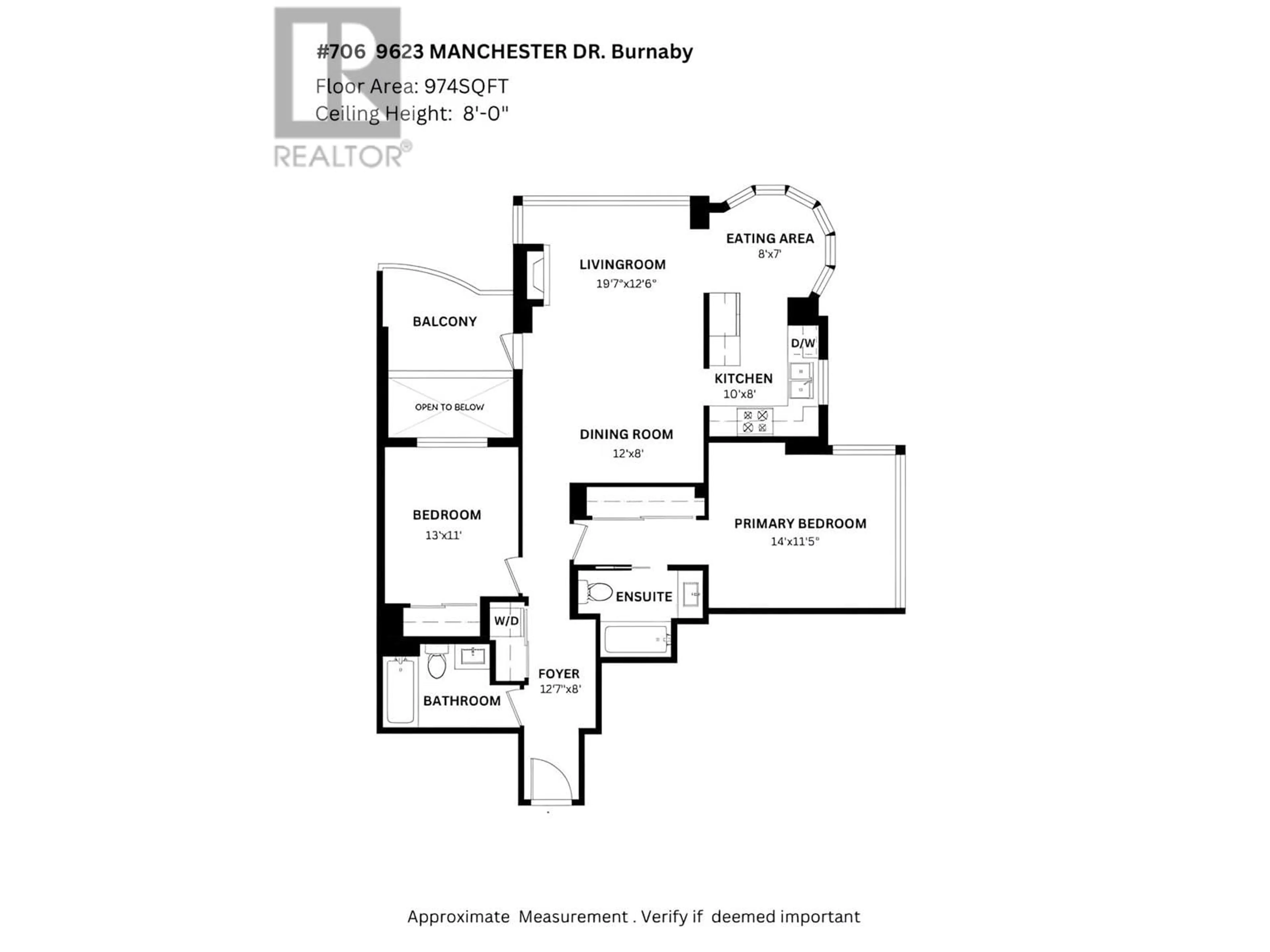 Floor plan for 706 9623 MANCHESTER DRIVE, Burnaby British Columbia V3N4Y8