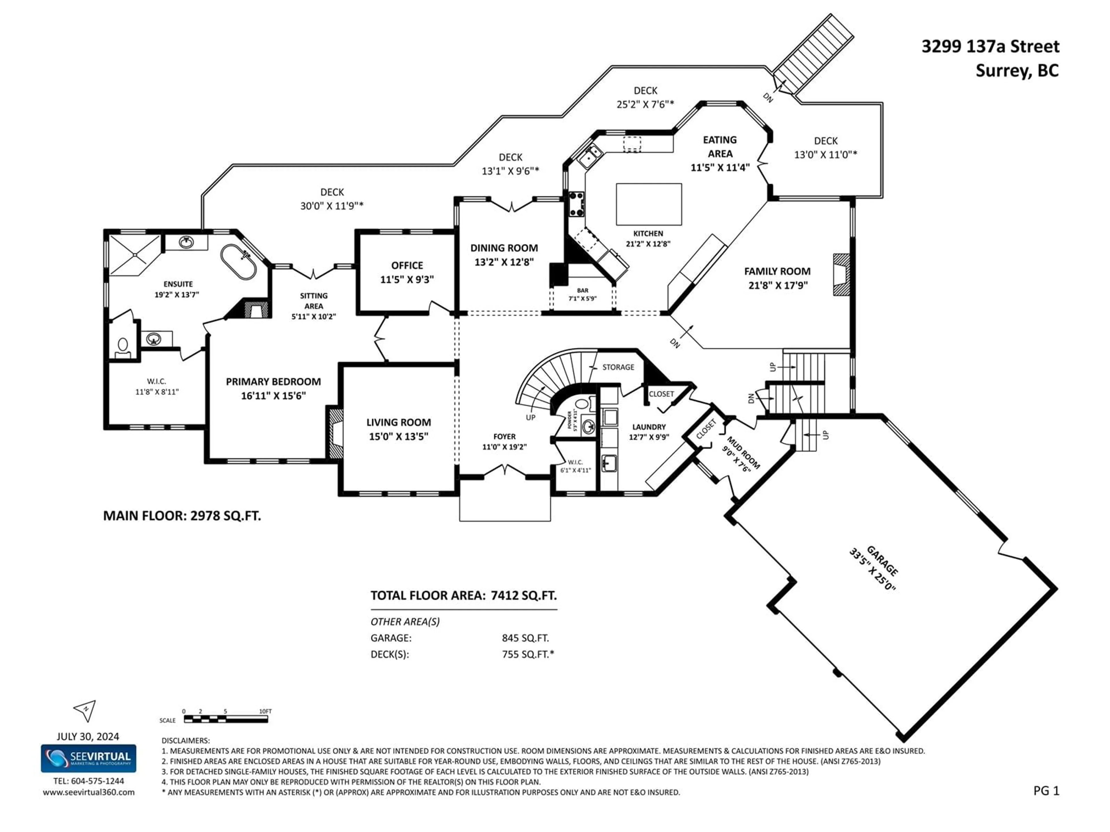 Floor plan for 3299 137A STREET, Surrey British Columbia V4P2B5