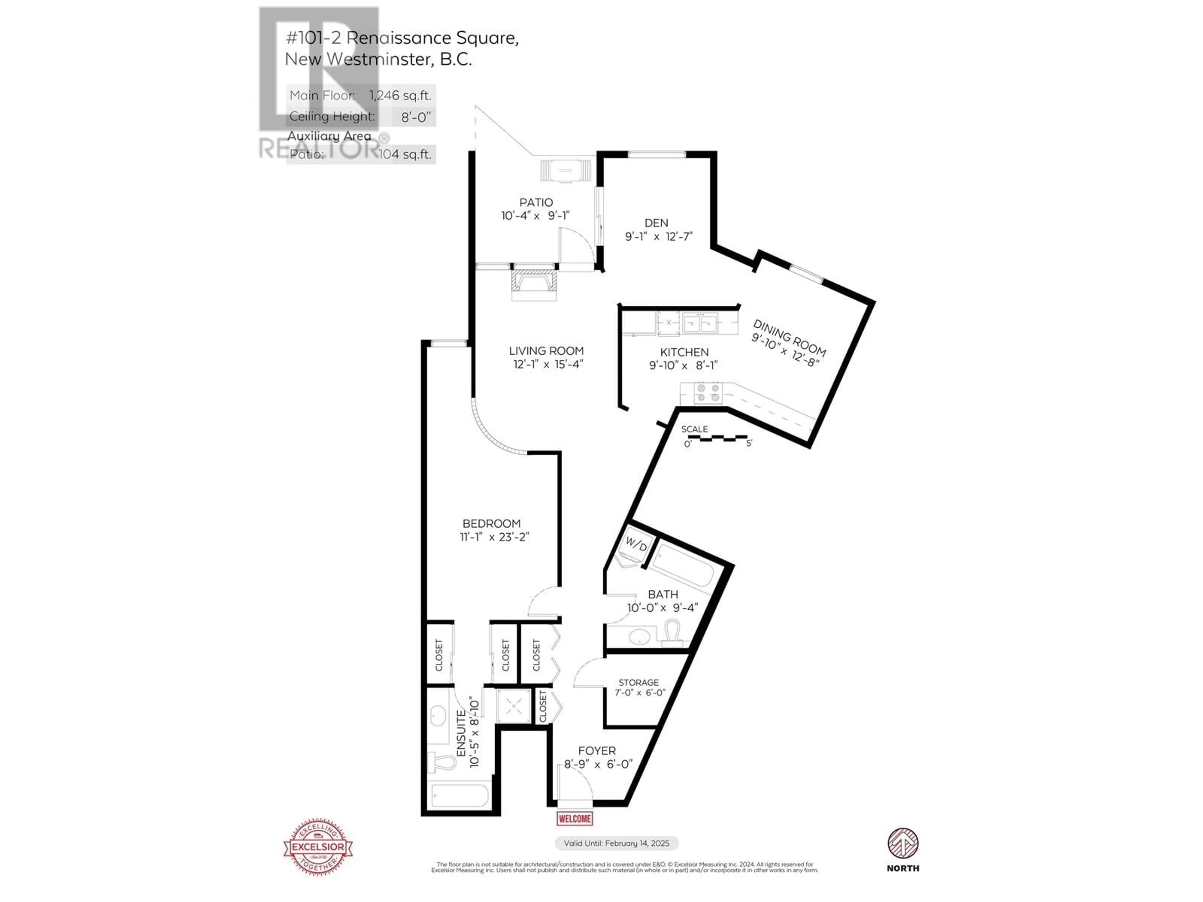 Floor plan for 101 2 RENAISSANCE SQUARE, New Westminster British Columbia V3M6K3