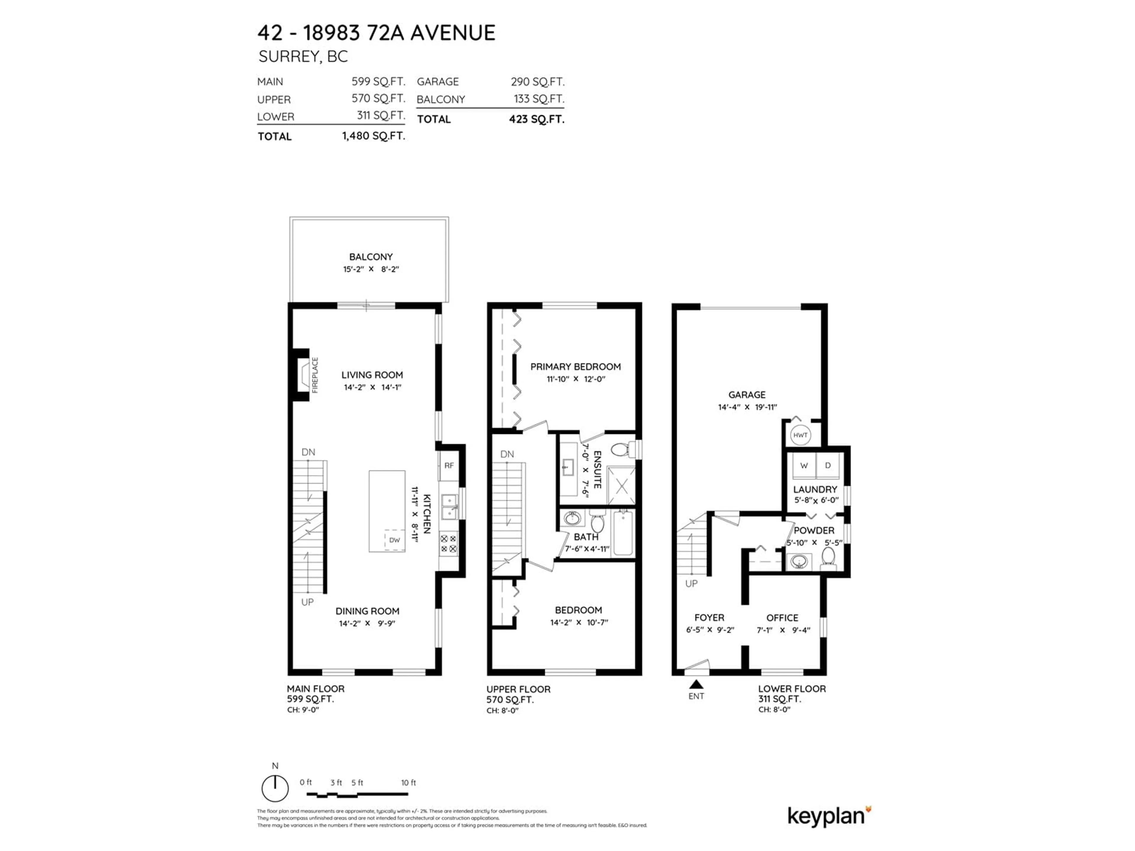 Floor plan for 42 18983 72A AVENUE, Surrey British Columbia V4N1A5