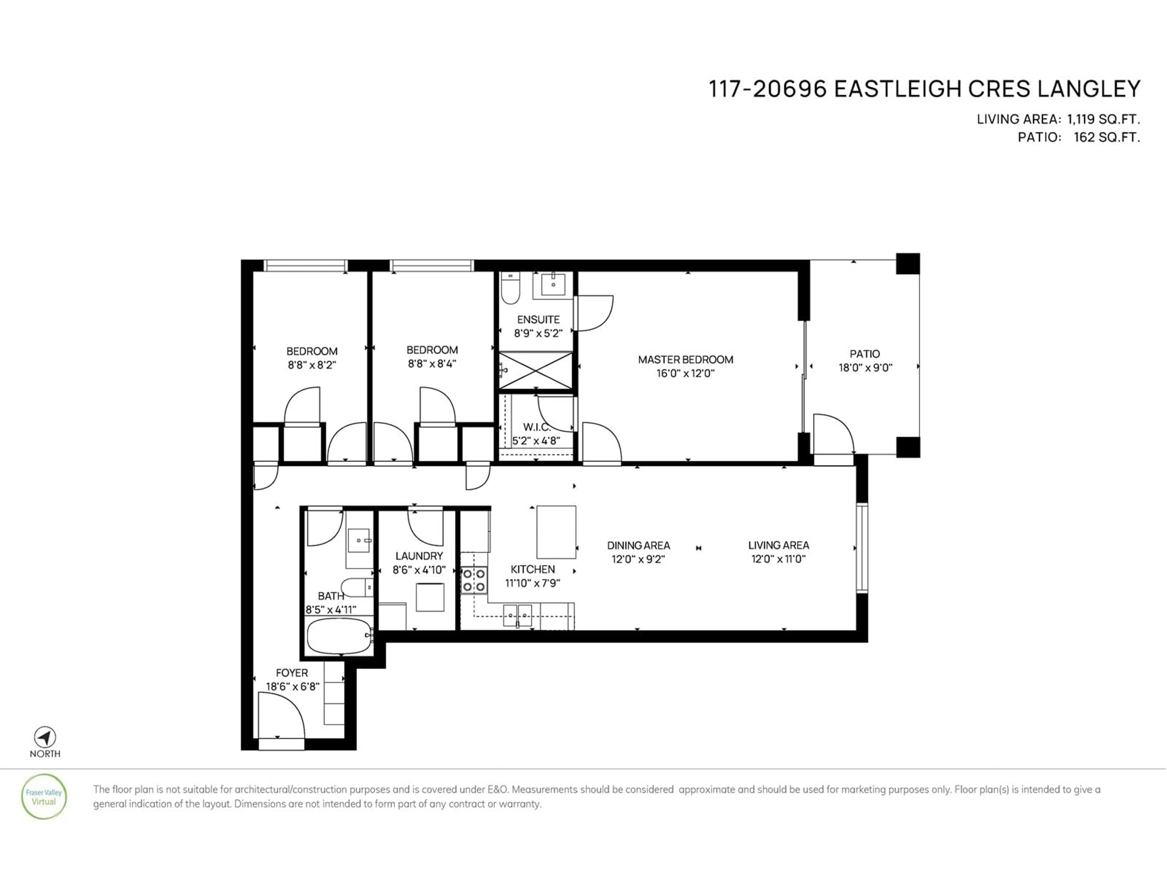 Floor plan for 117 - 20696 EASTLEIGH, Langley British Columbia V3A4C4