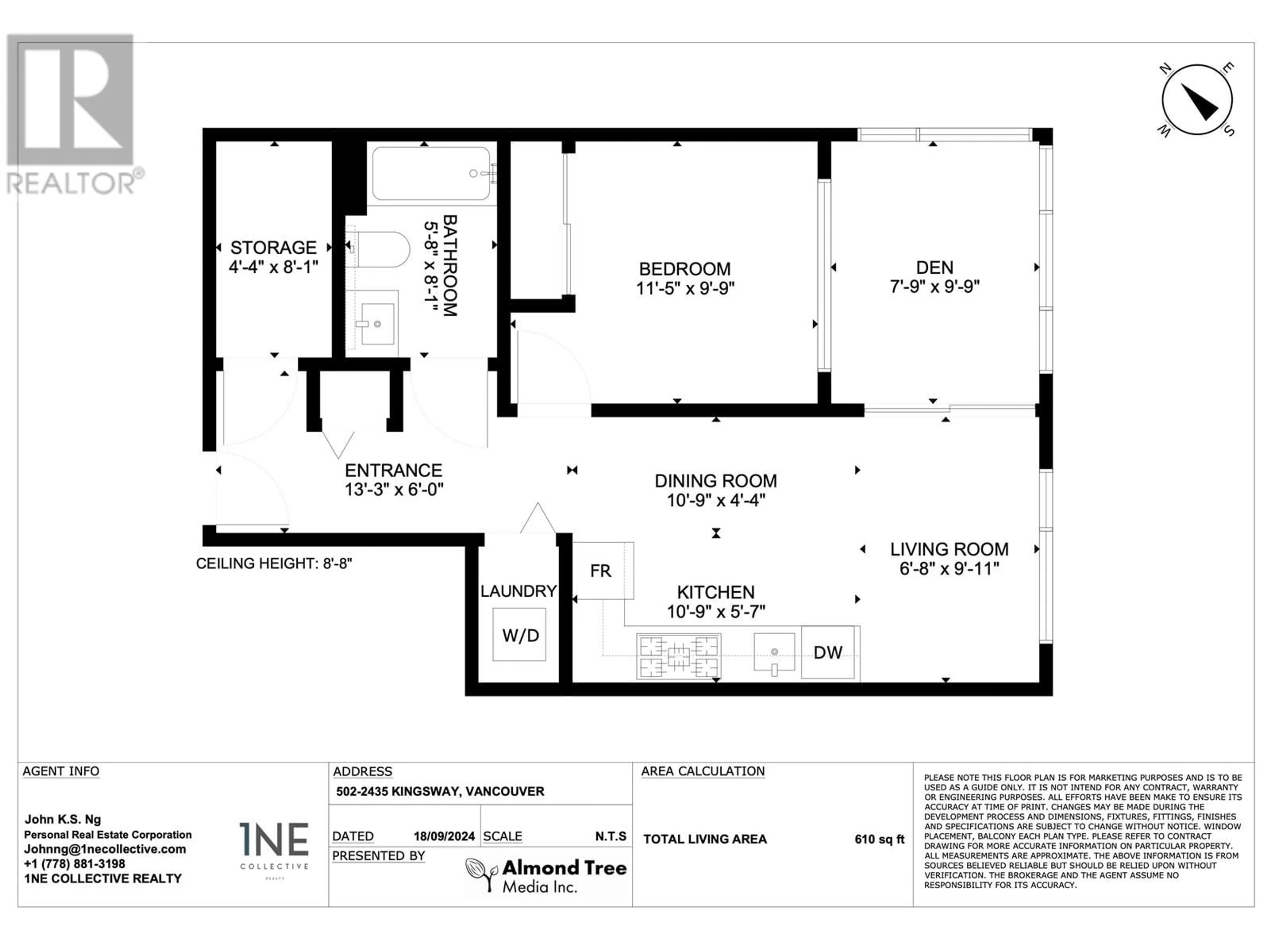 Floor plan for 502 2435 KINGSWAY, Vancouver British Columbia V5R0K5