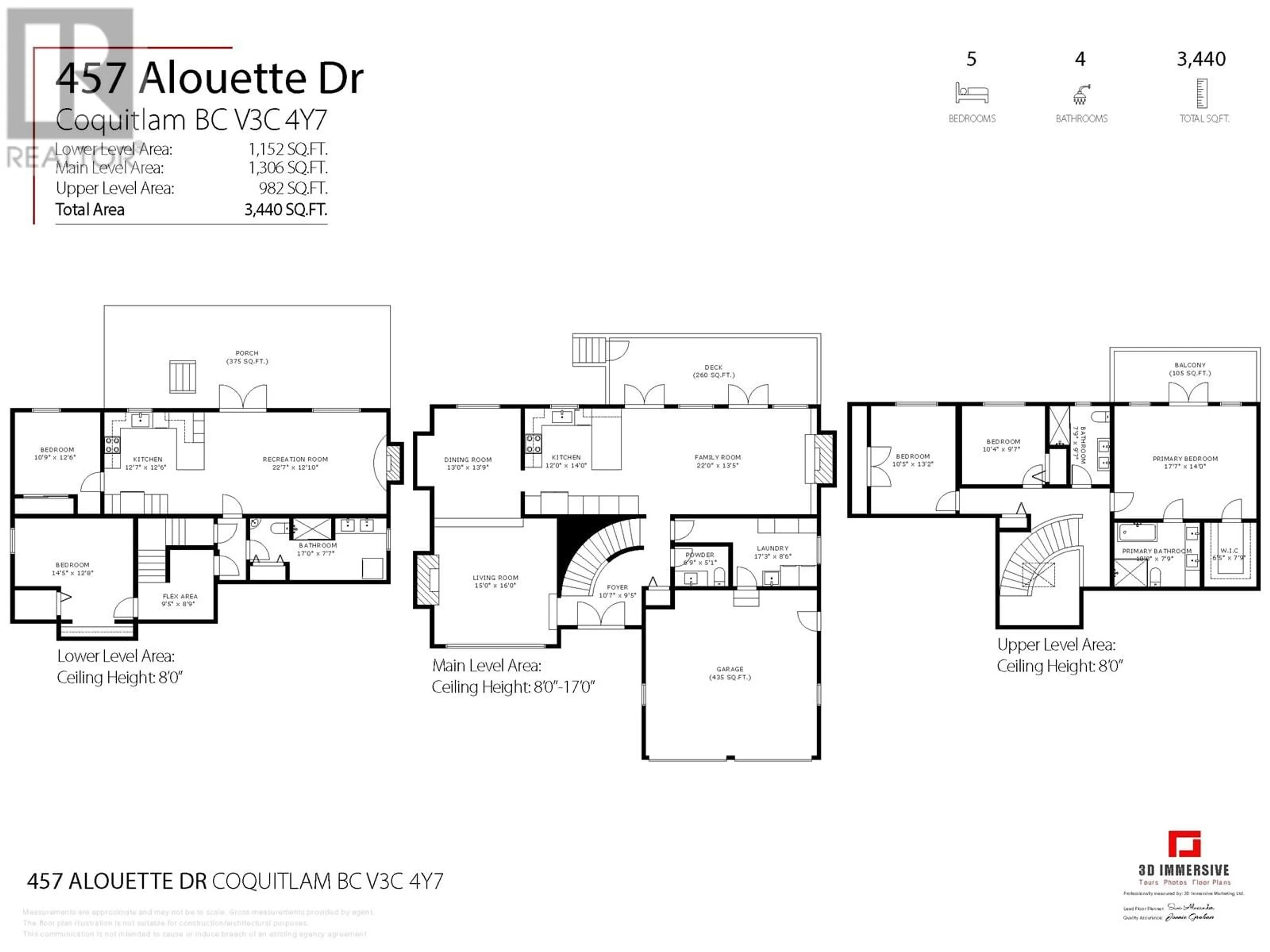 Floor plan for 457 ALOUETTE DRIVE, Coquitlam British Columbia V3C4Y7