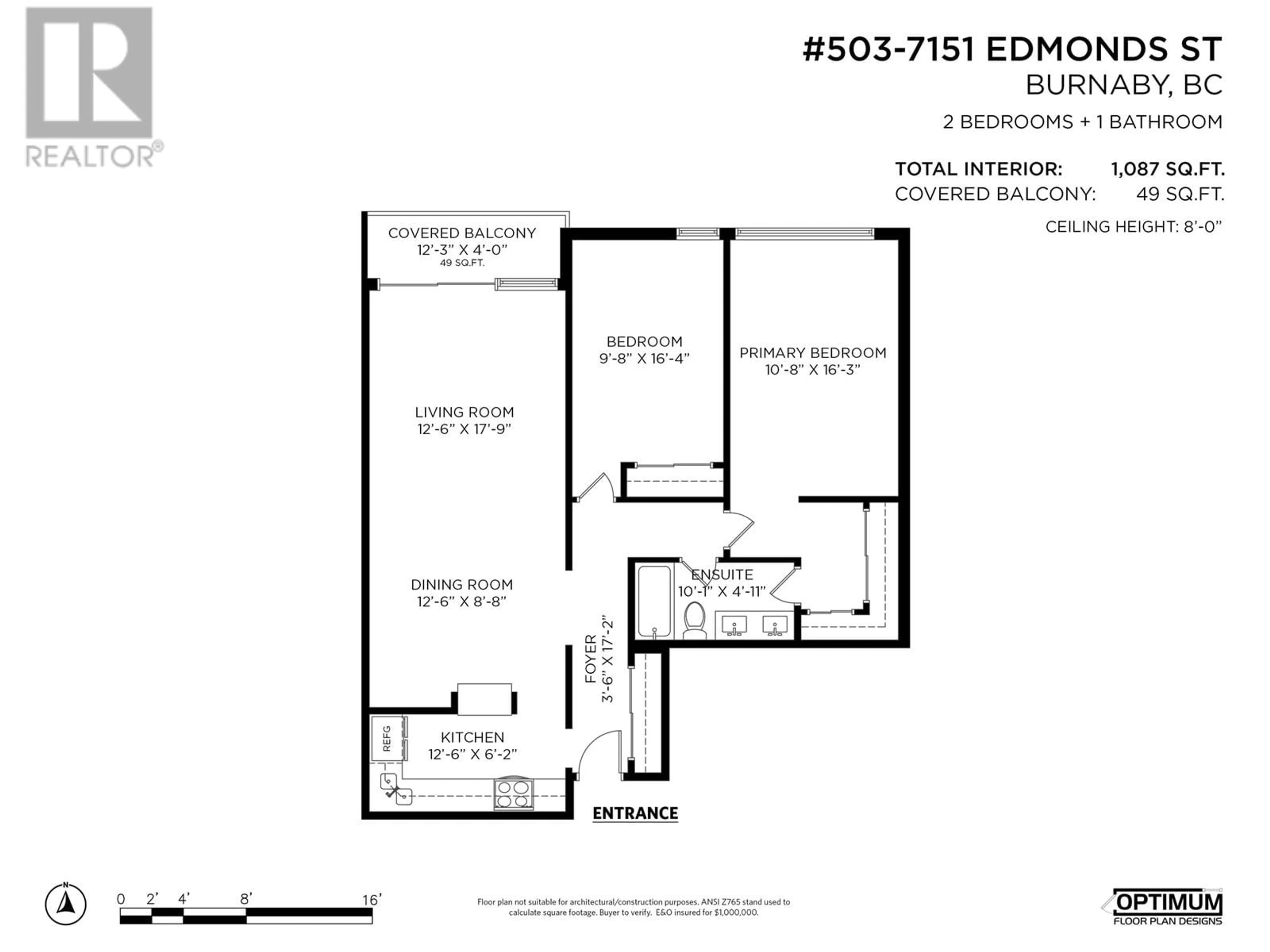 Floor plan for 503 7151 EDMONDS STREET, Burnaby British Columbia V3N4N5