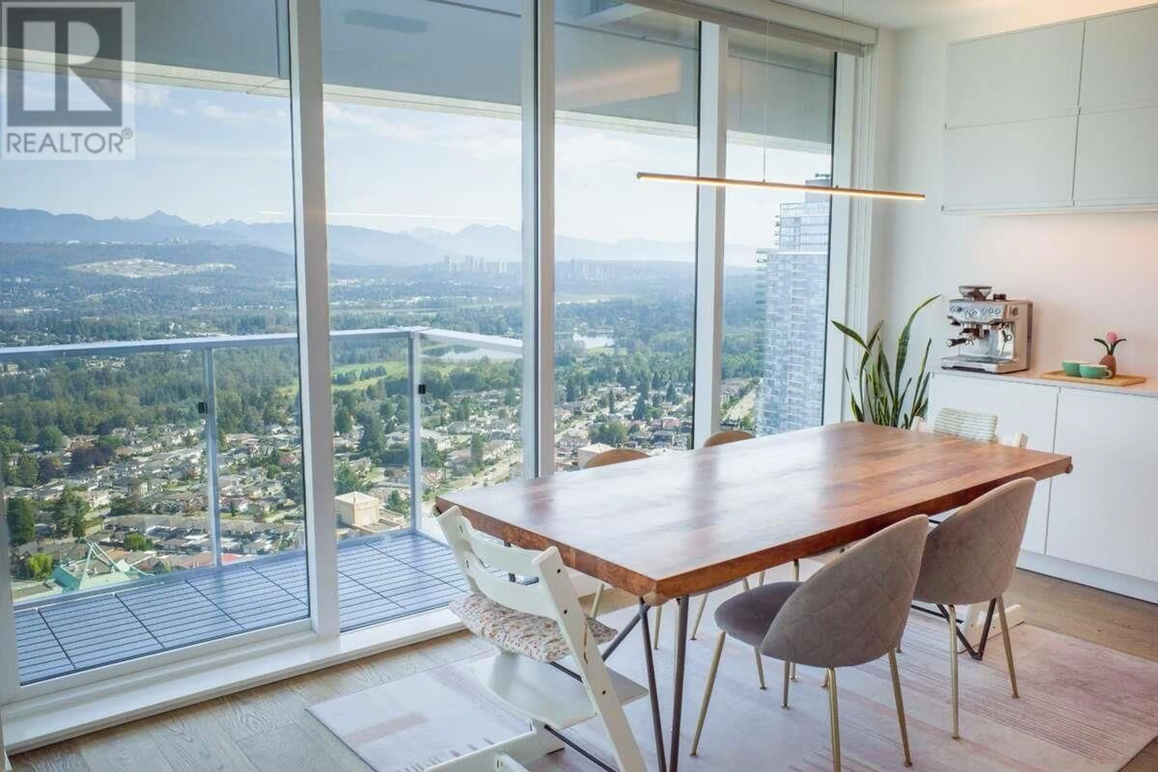 Dining room, ceramic floors, mountain for 3607 6000 MCKAY AVENUE, Burnaby British Columbia V5H0K2