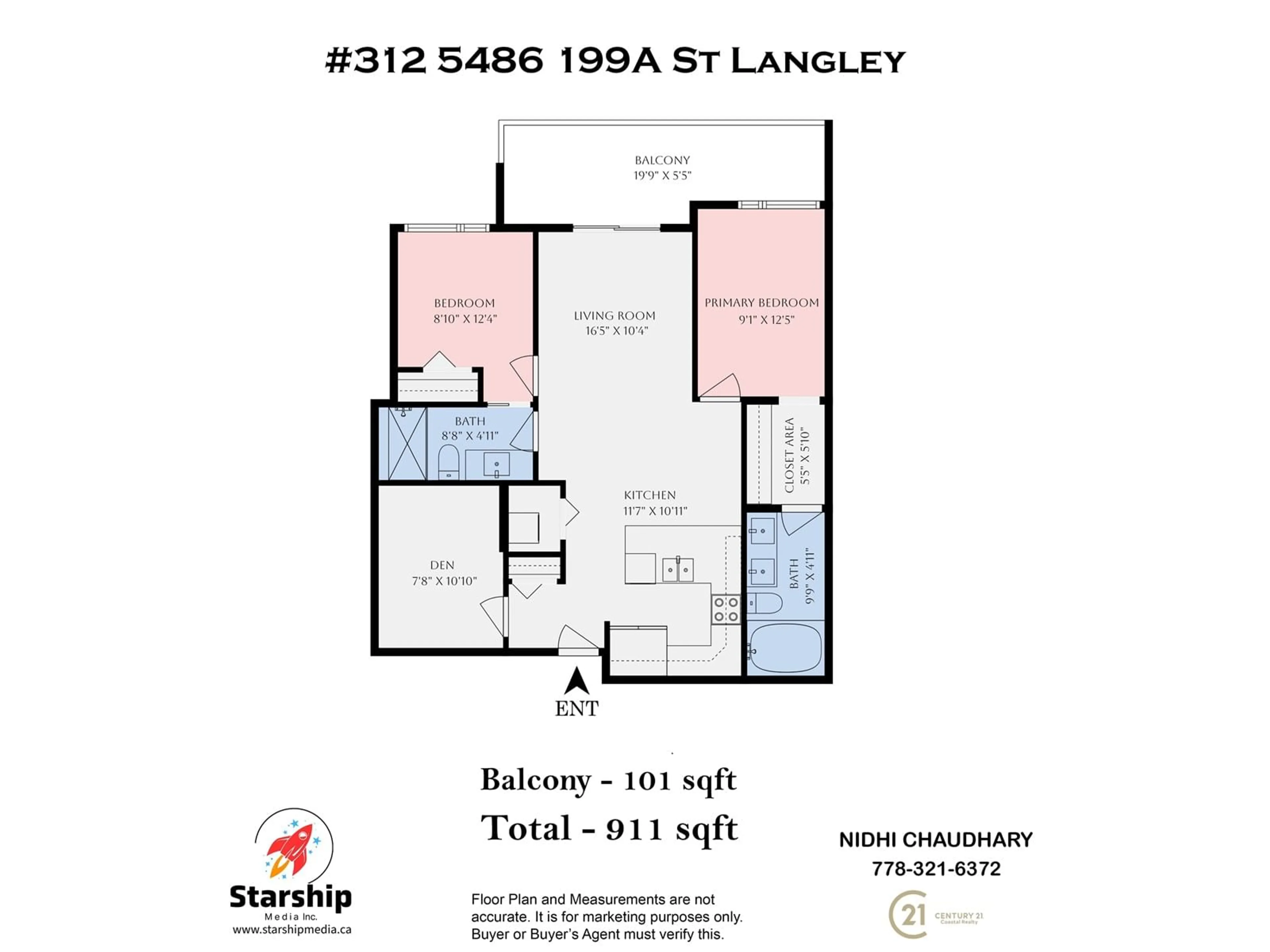 Floor plan for 312 5486 199A STREET, Langley British Columbia V3A0N6