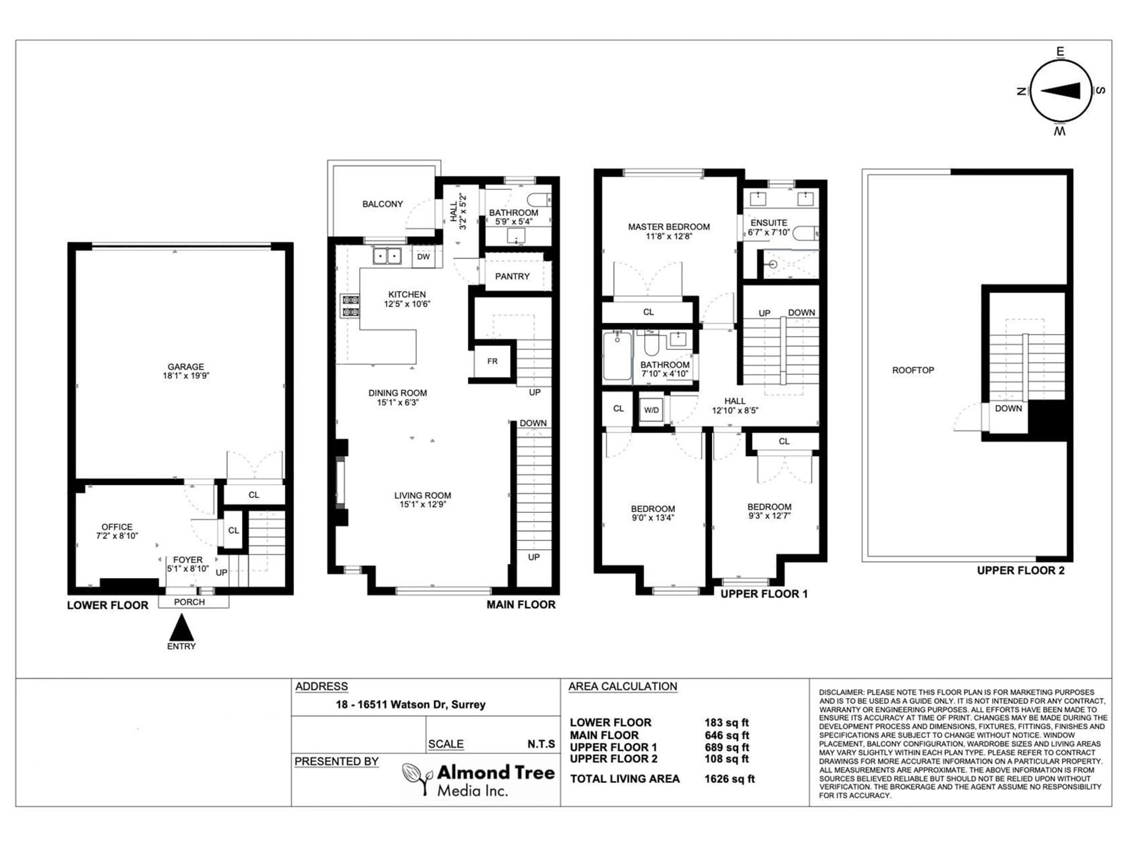 Floor plan for 18 16511 WATSON DRIVE, Surrey British Columbia V4N6T7