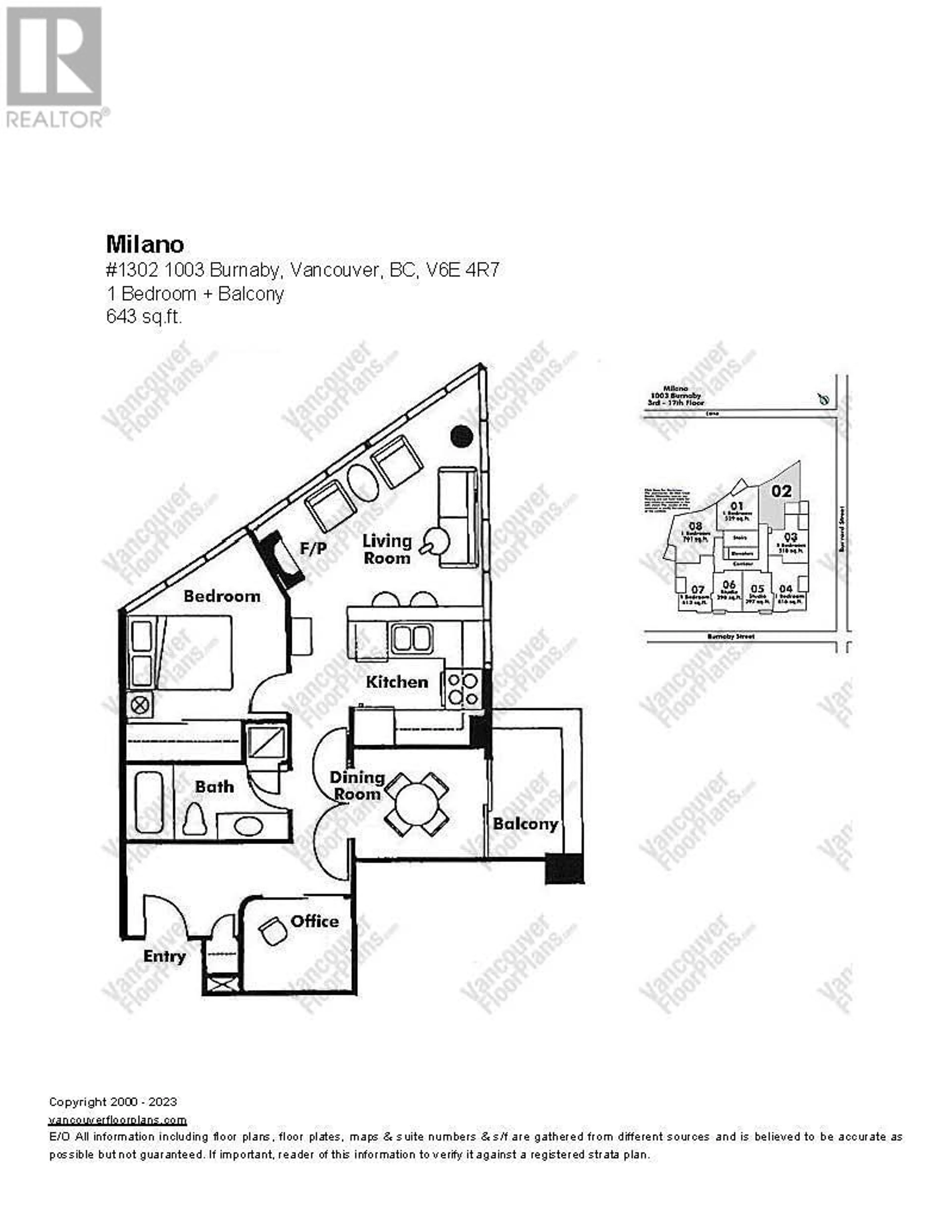 Floor plan for 1302 1003 BURNABY STREET, Vancouver British Columbia V6E4R7