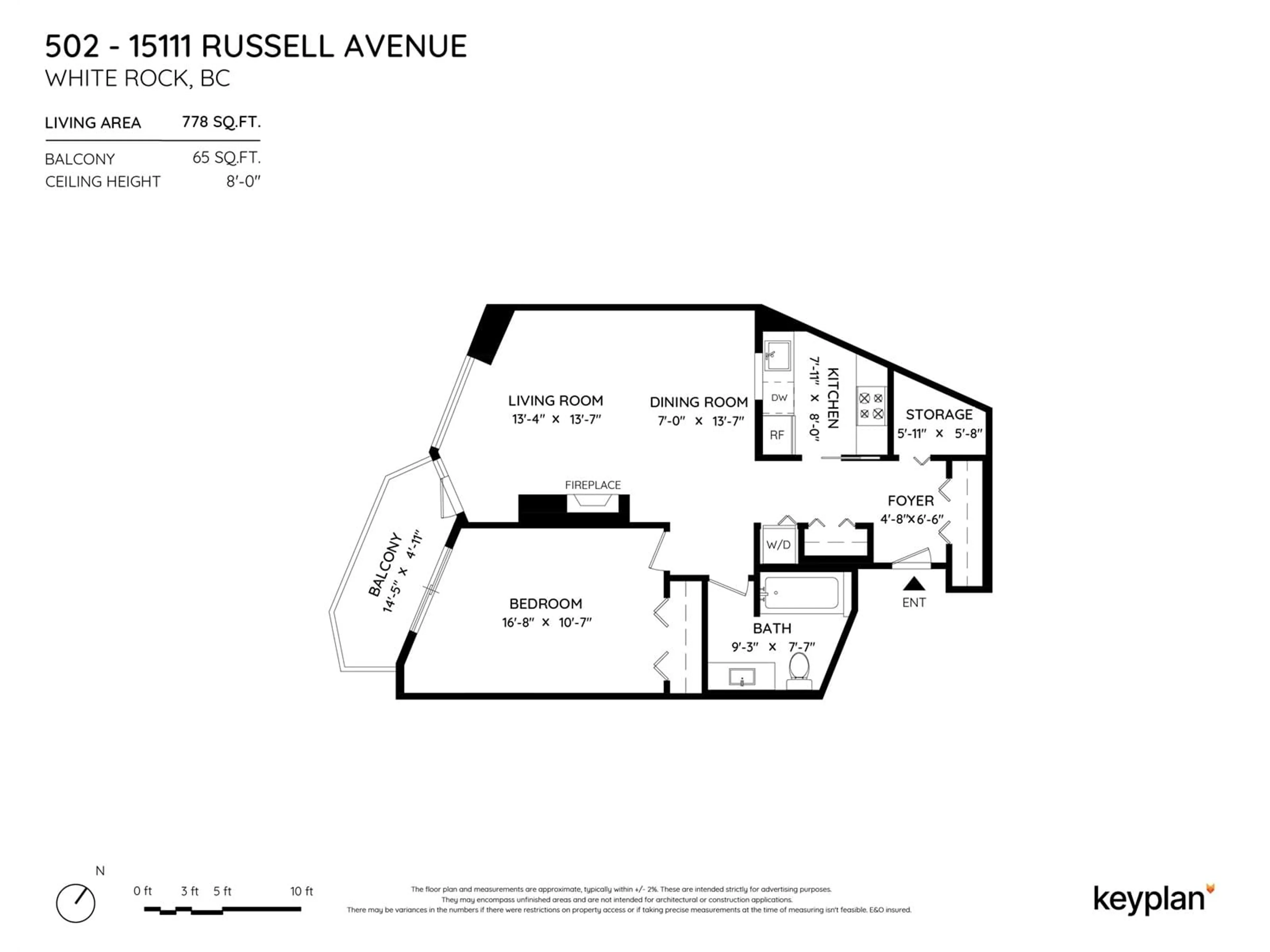 Floor plan for 502 15111 RUSSELL AVENUE, White Rock British Columbia V4B2P4