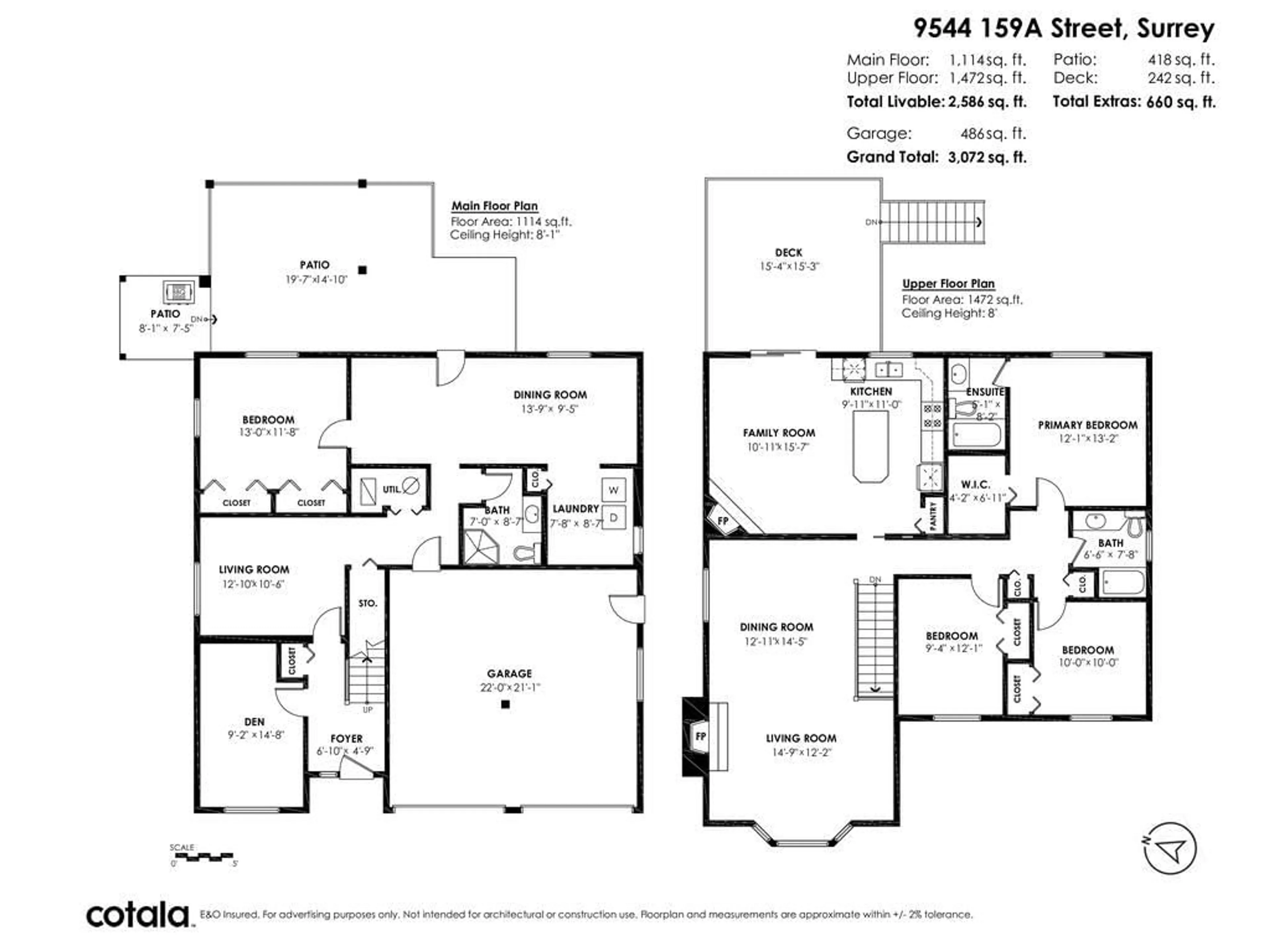 Floor plan for 9544 159A STREET, Surrey British Columbia V4N2L9