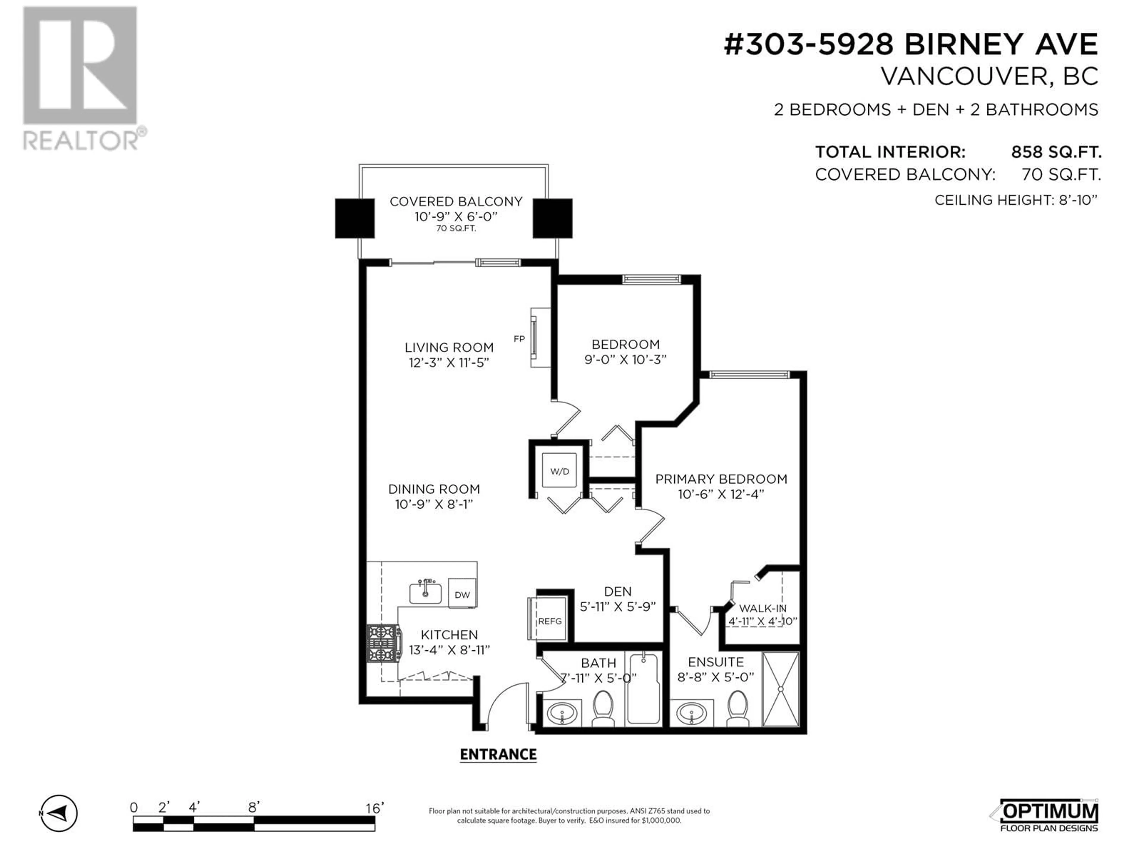 Floor plan for 303 5928 BIRNEY AVENUE, Vancouver British Columbia V6S0B5