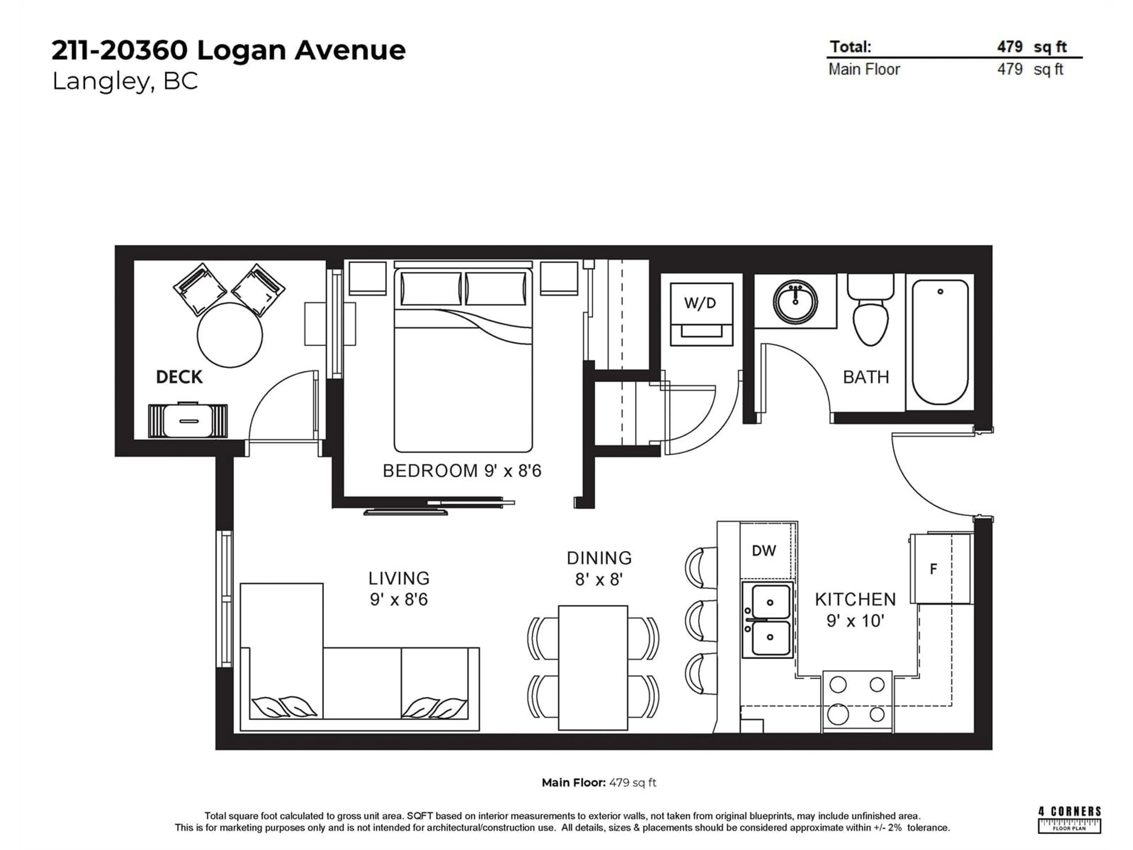 Floor plan for 211 20360 LOGAN AVENUE, Langley British Columbia V3A0P5