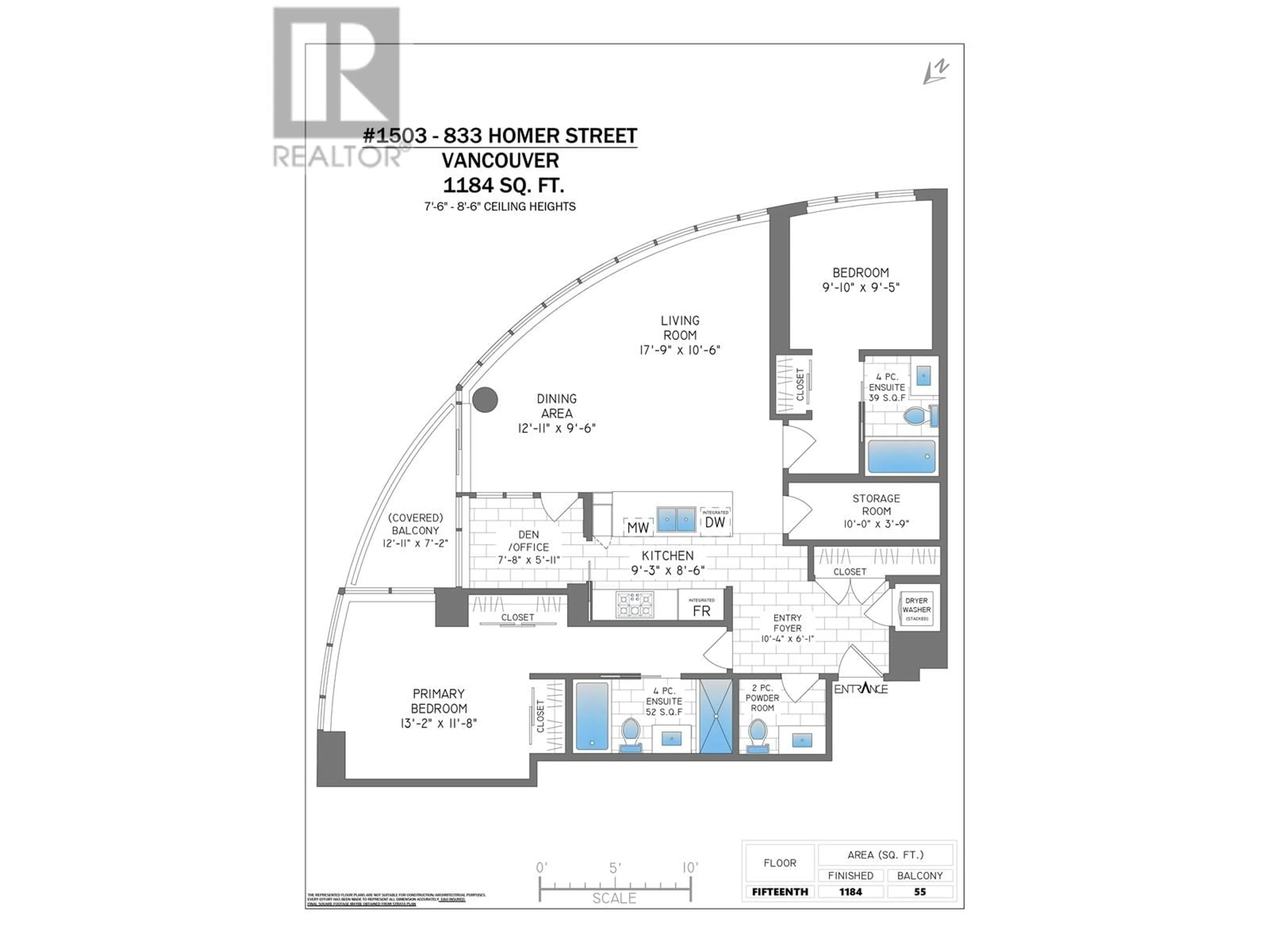 Floor plan for 1503 833 HOMER STREET, Vancouver British Columbia V6B0H4