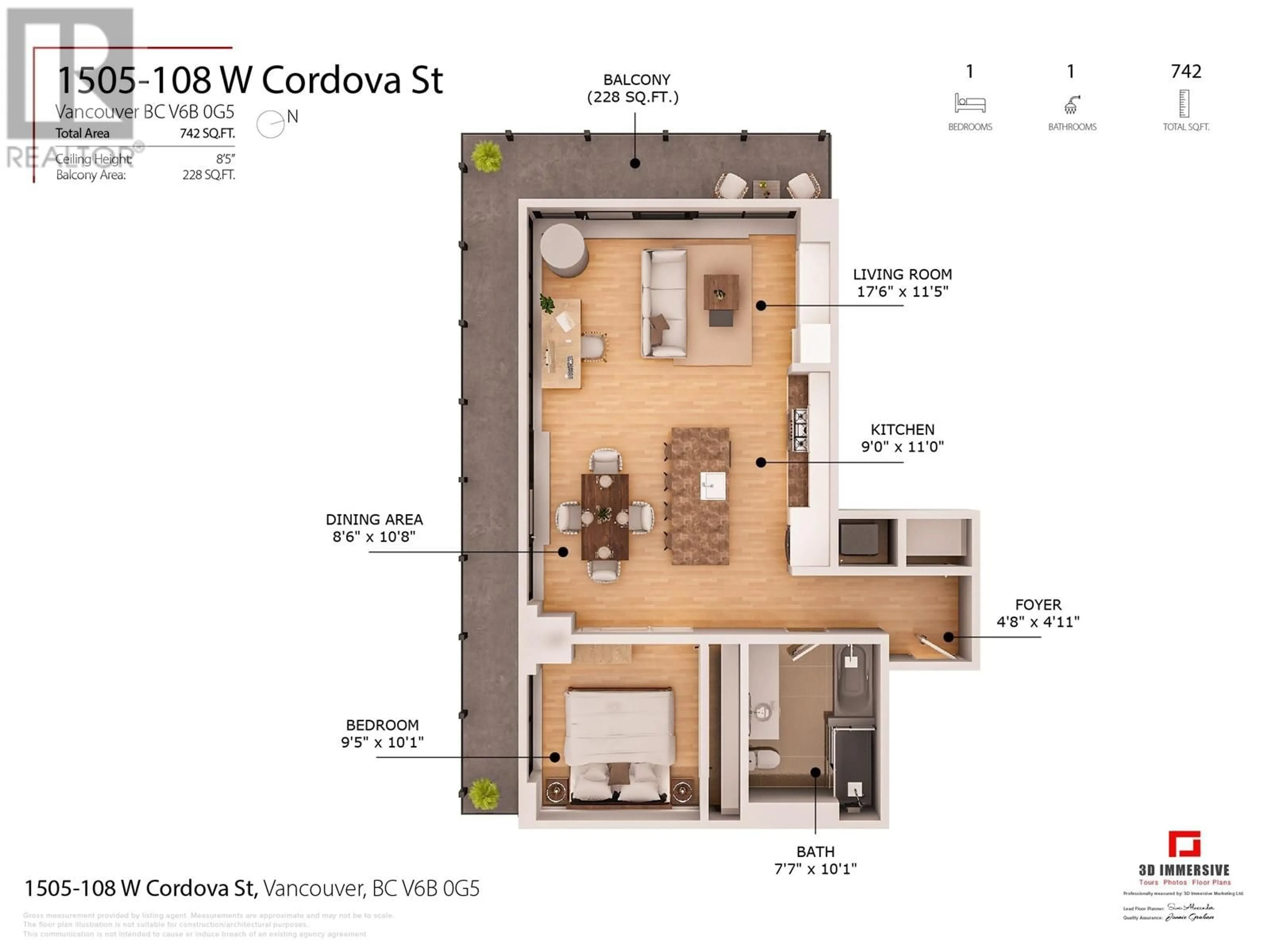 Floor plan for 1505 108 W CORDOVA STREET, Vancouver British Columbia V6B0G5