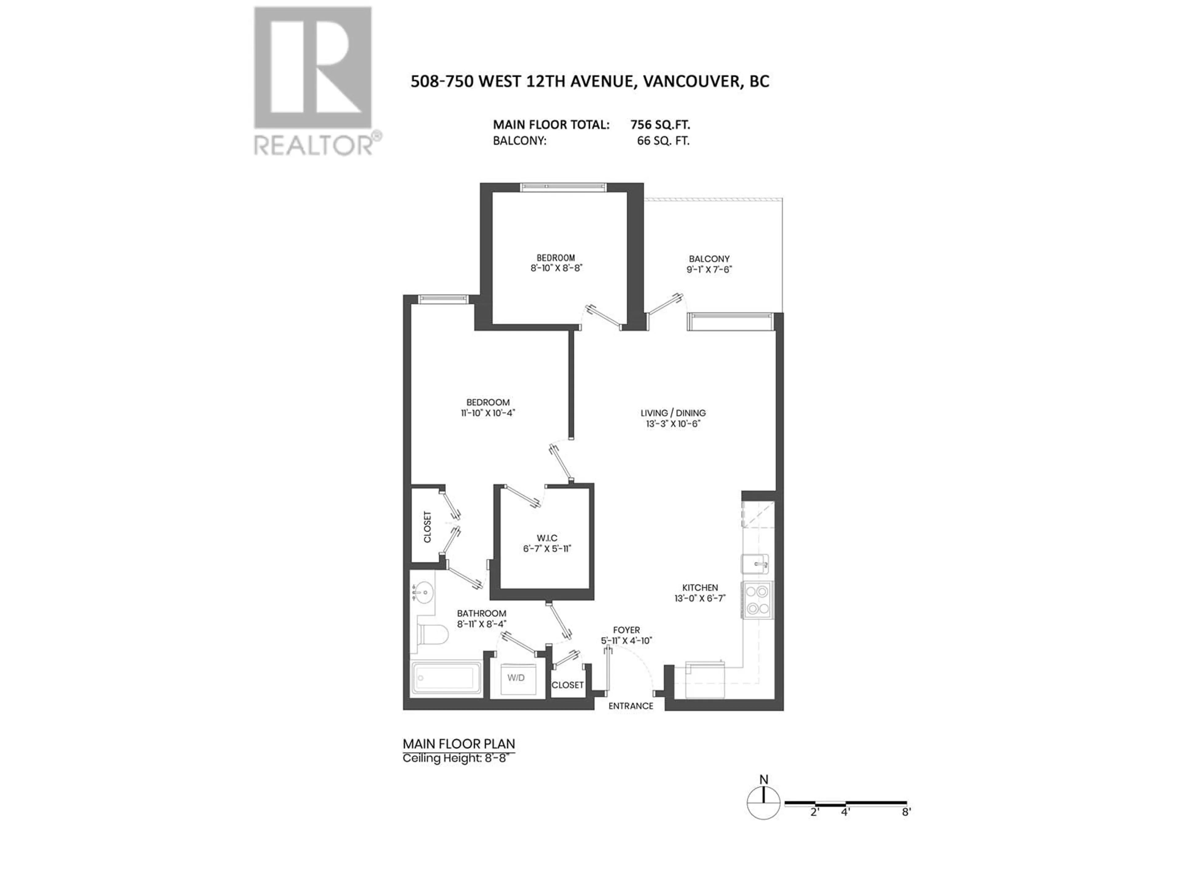 Floor plan for 508 750 W 12TH AVENUE, Vancouver British Columbia V5Z0A3