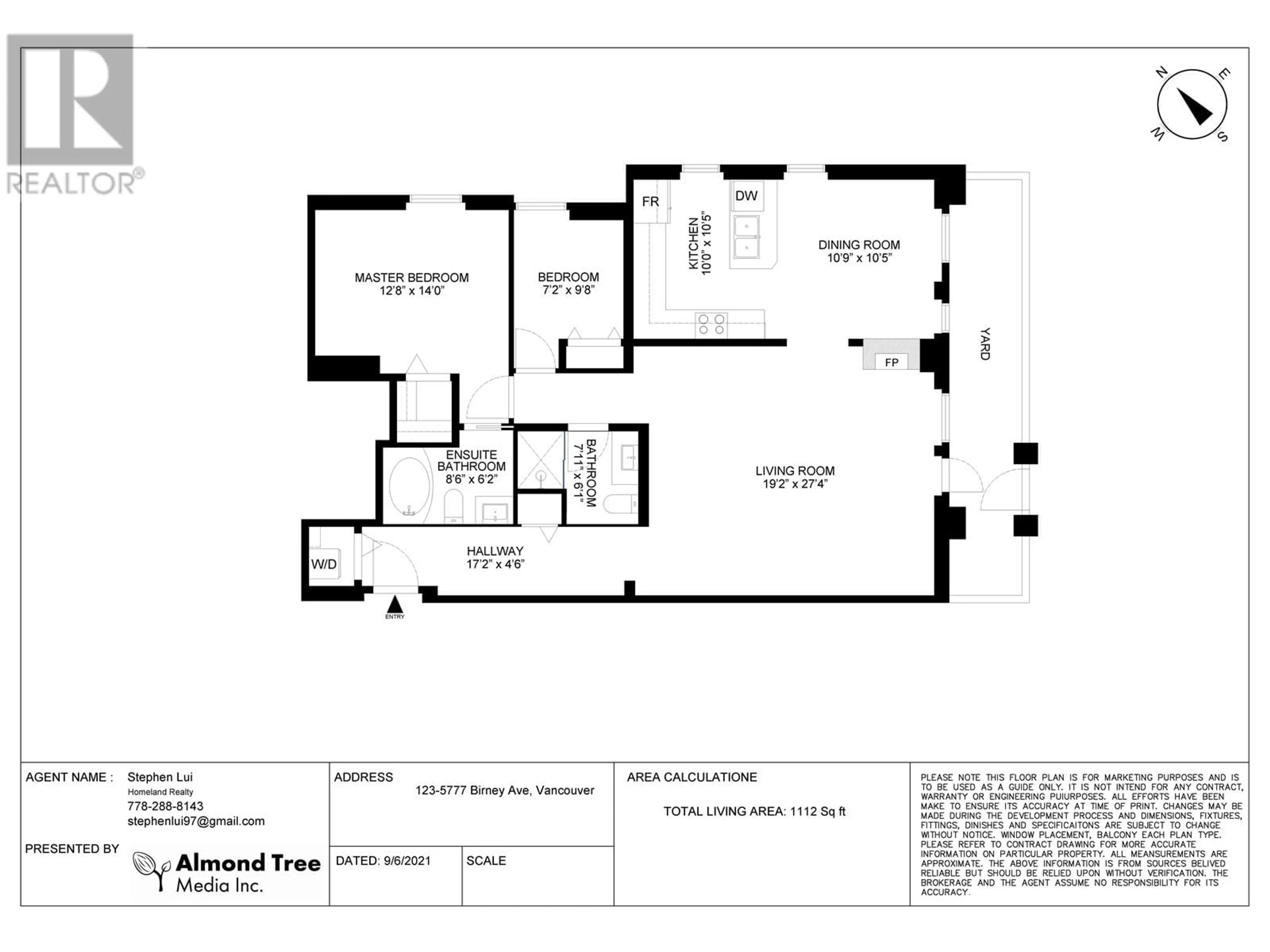 Floor plan for 123 5777 BIRNEY AVENUE, Vancouver British Columbia V6S0A4