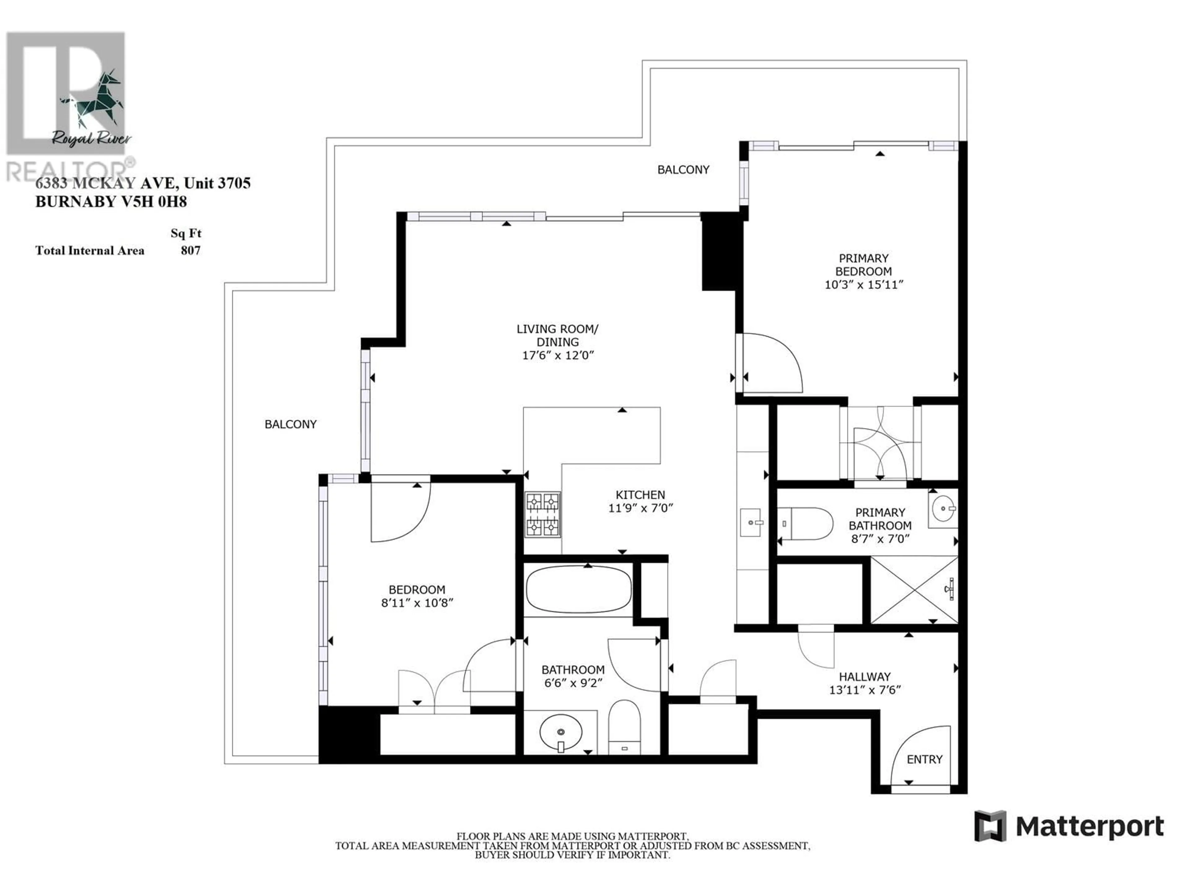 Floor plan for 3705 6383 MCKAY AVENUE, Burnaby British Columbia V5H0H8