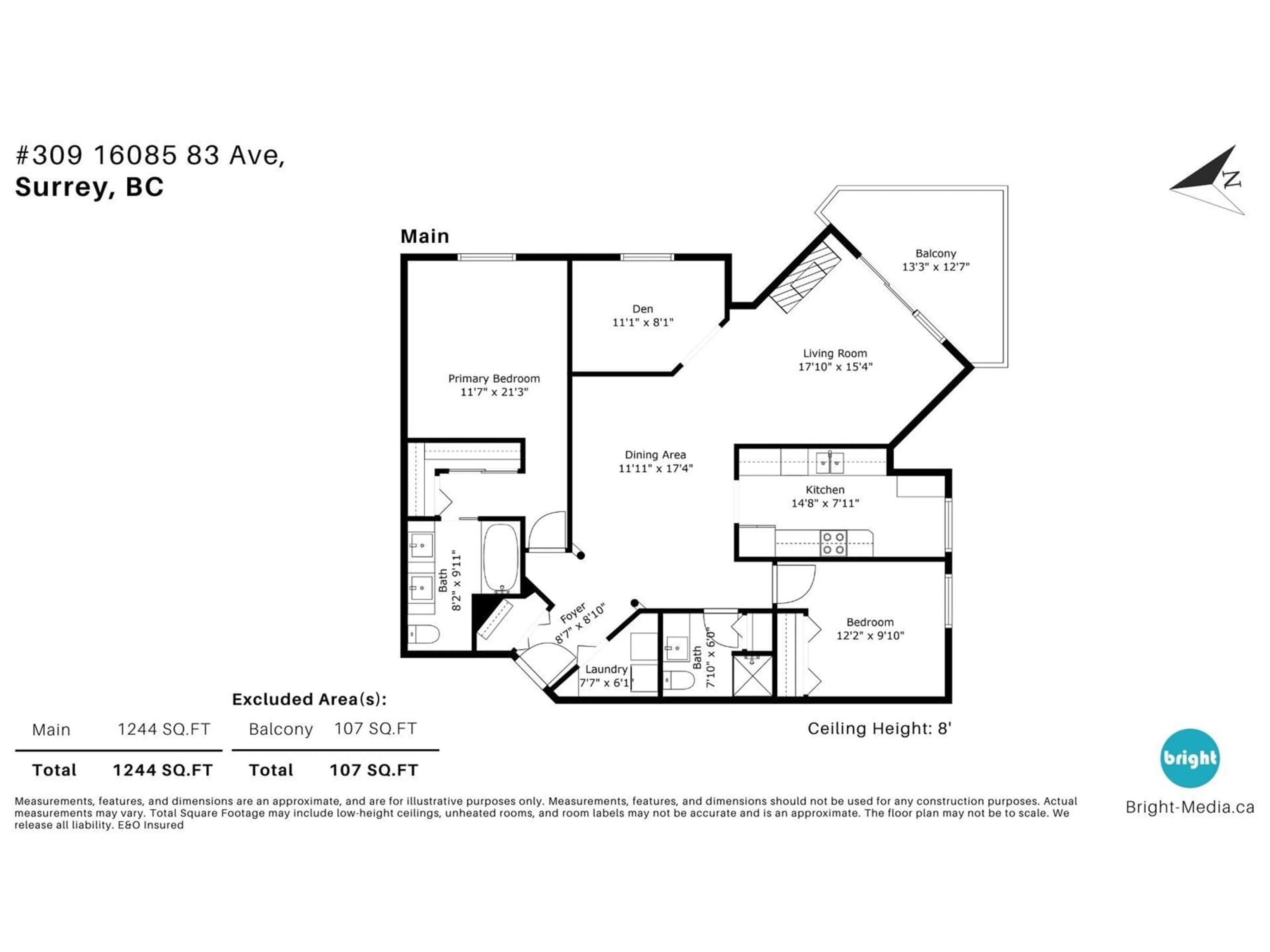 Floor plan for 309 16085 83 AVENUE, Surrey British Columbia V4N0N2