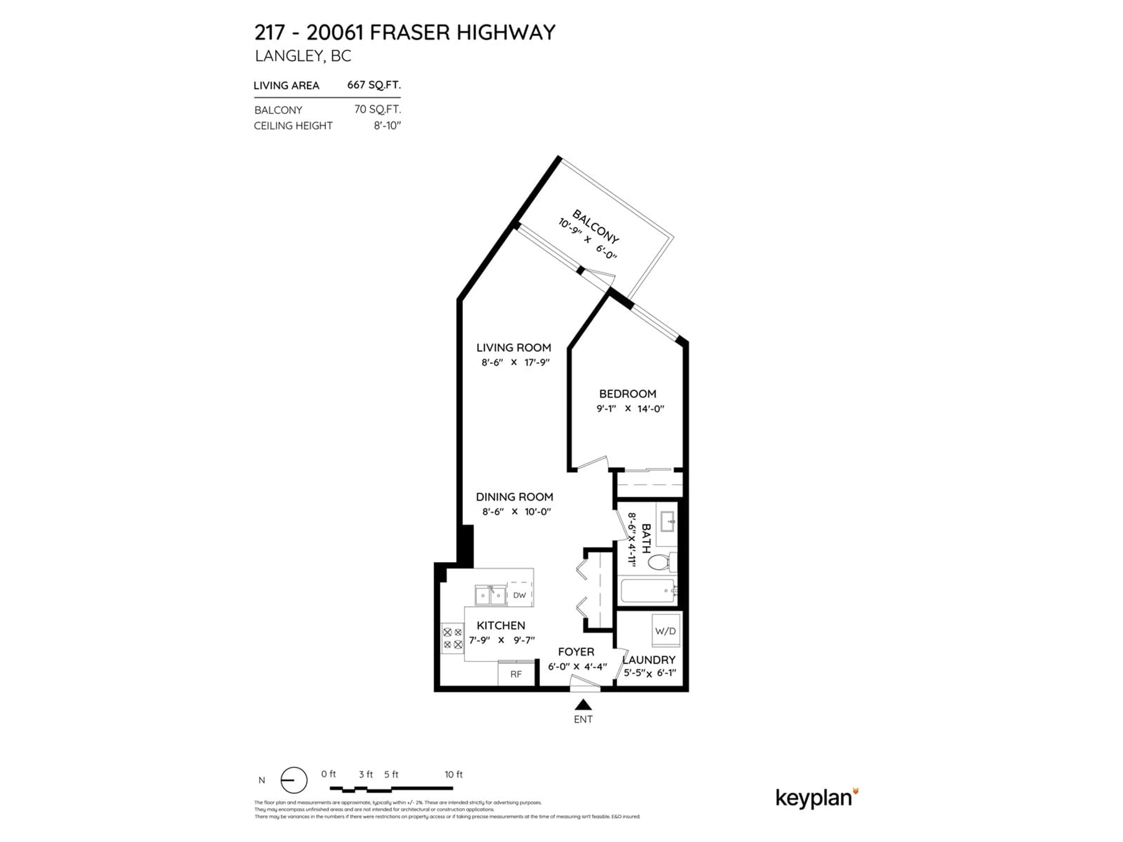 Floor plan for 217 20061 FRASER HIGHWAY, Langley British Columbia V3A0R4