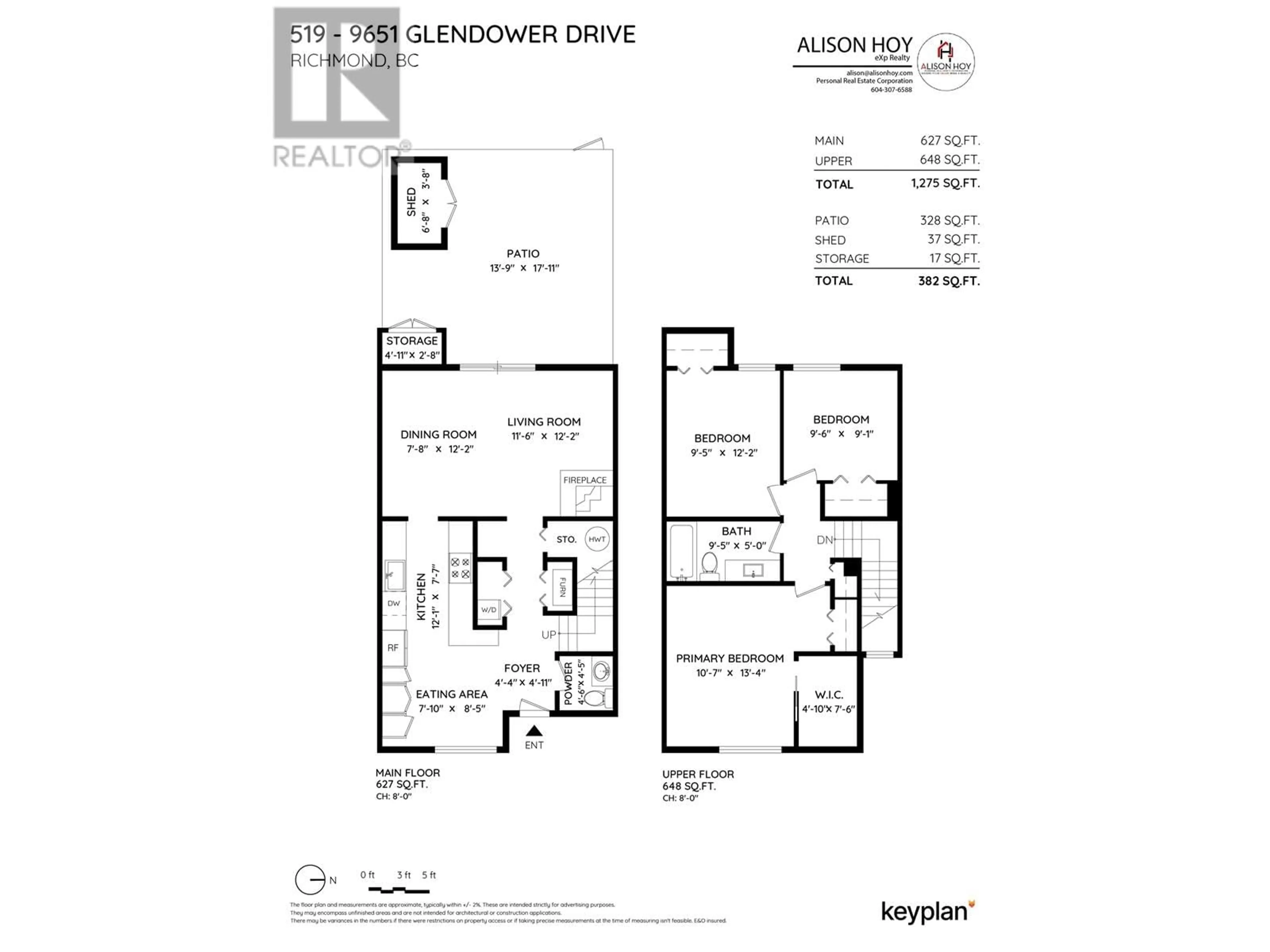 Floor plan for 519 9651 GLENDOWER DRIVE, Richmond British Columbia V7A2Y6