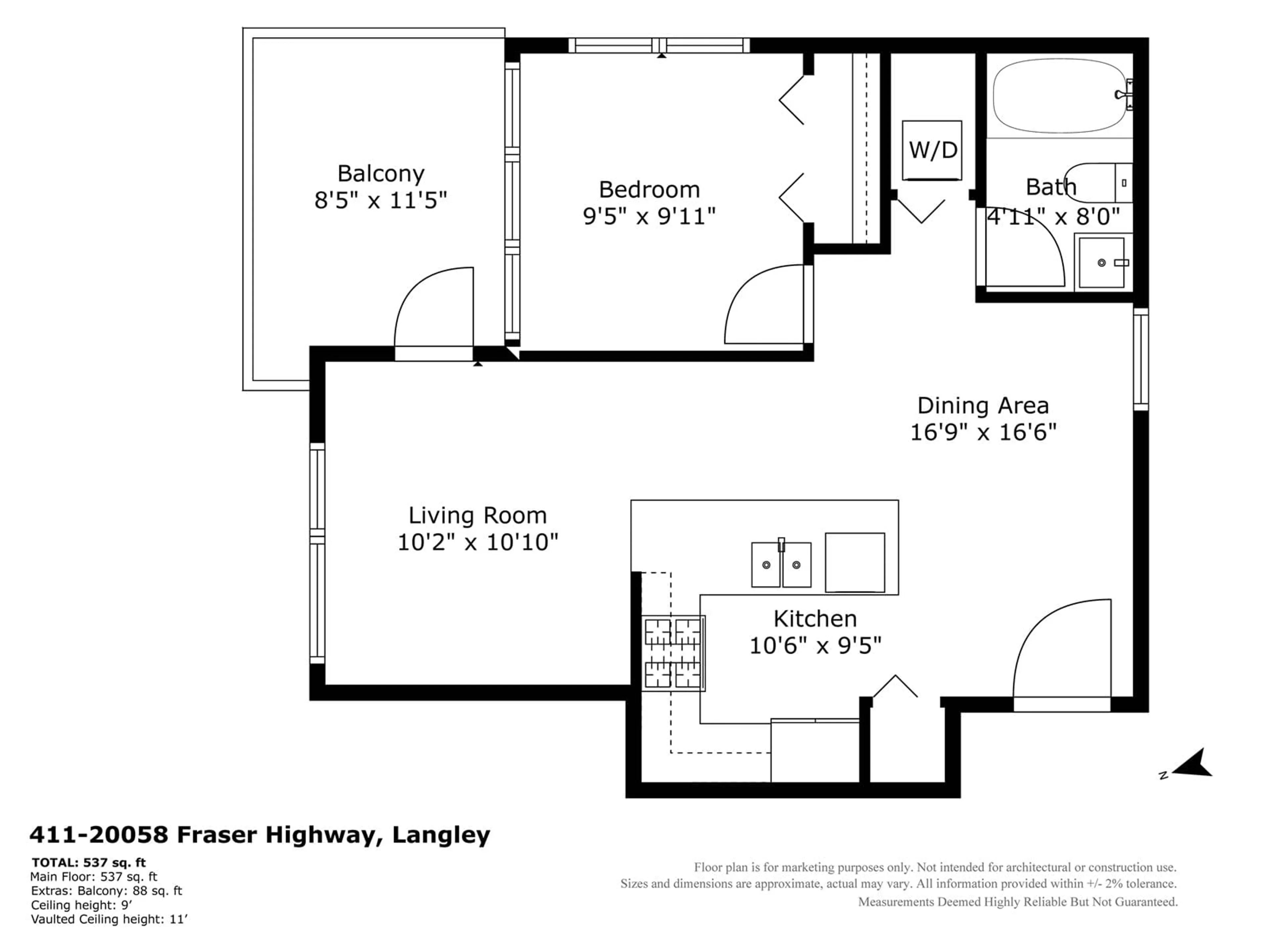 Floor plan for 411 20058 FRASER HIGHWAY, Langley British Columbia V3A0E5