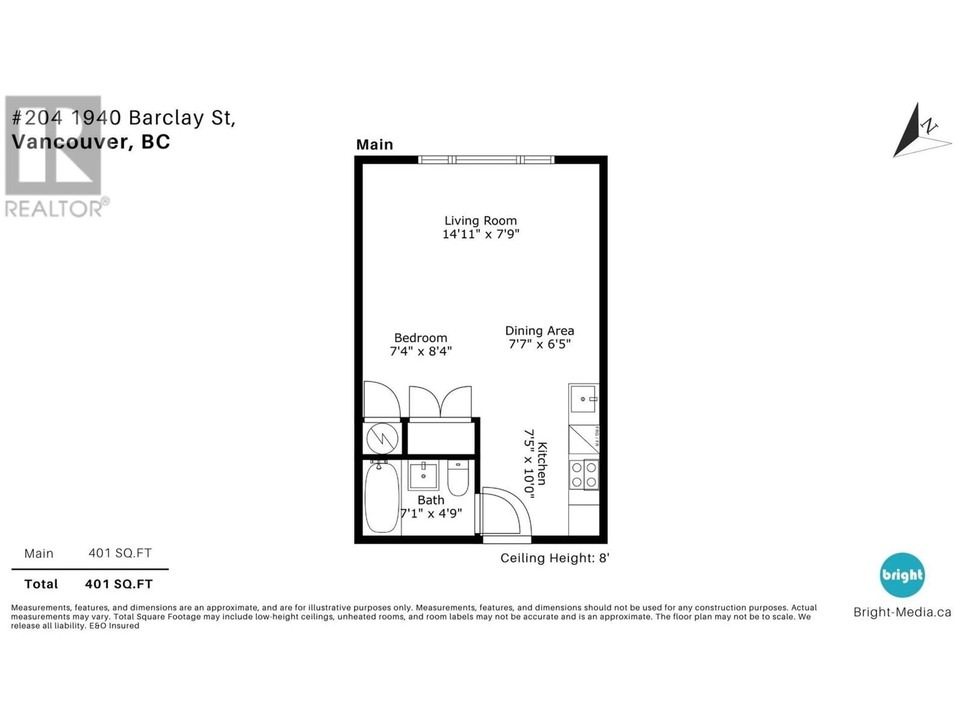 Floor plan for 204 1940 BARCLAY STREET, Vancouver British Columbia V6G1L3