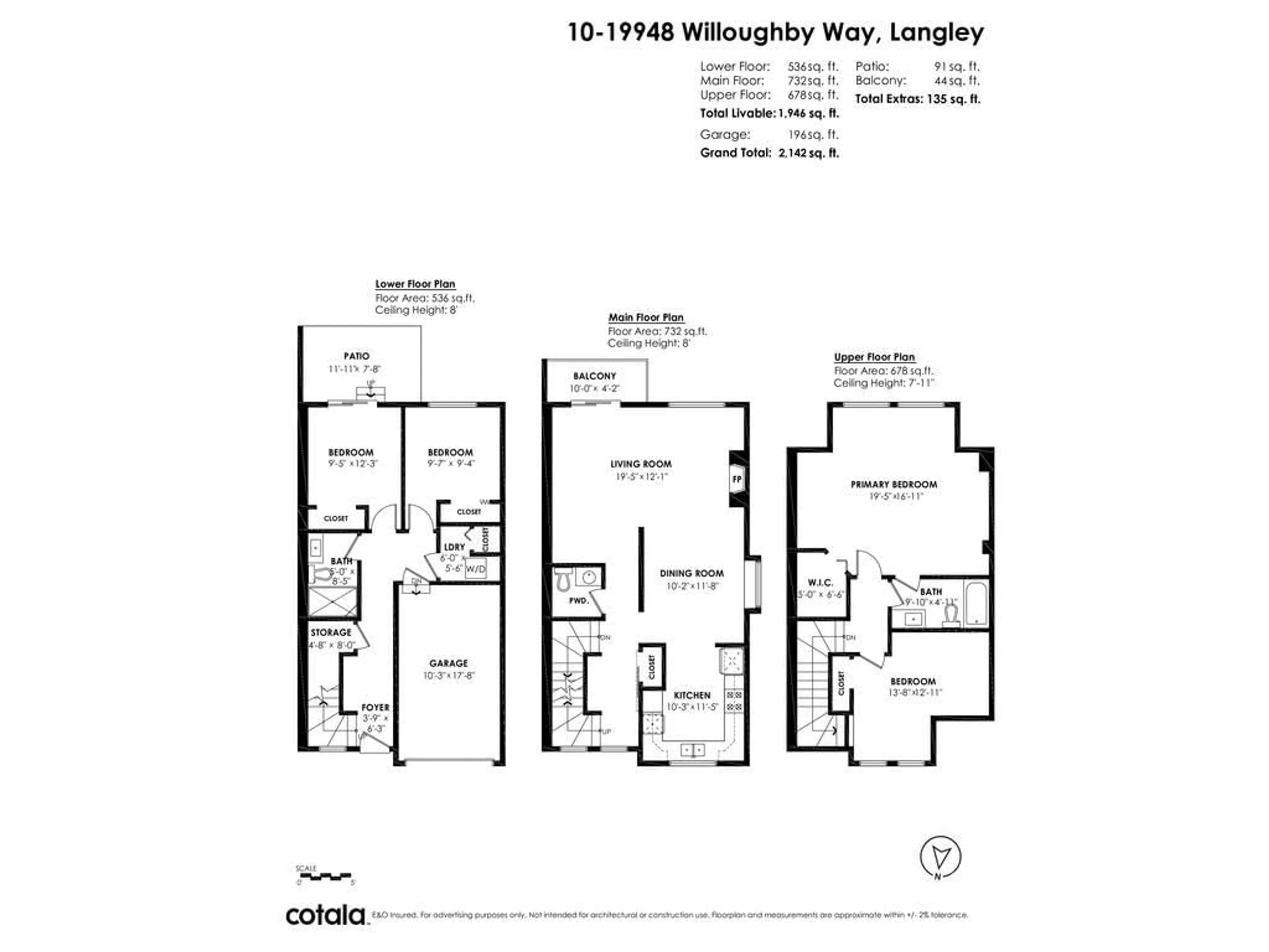 Floor plan for 10 19948 WILLOUGHBY WAY, Langley British Columbia V2Y1M6