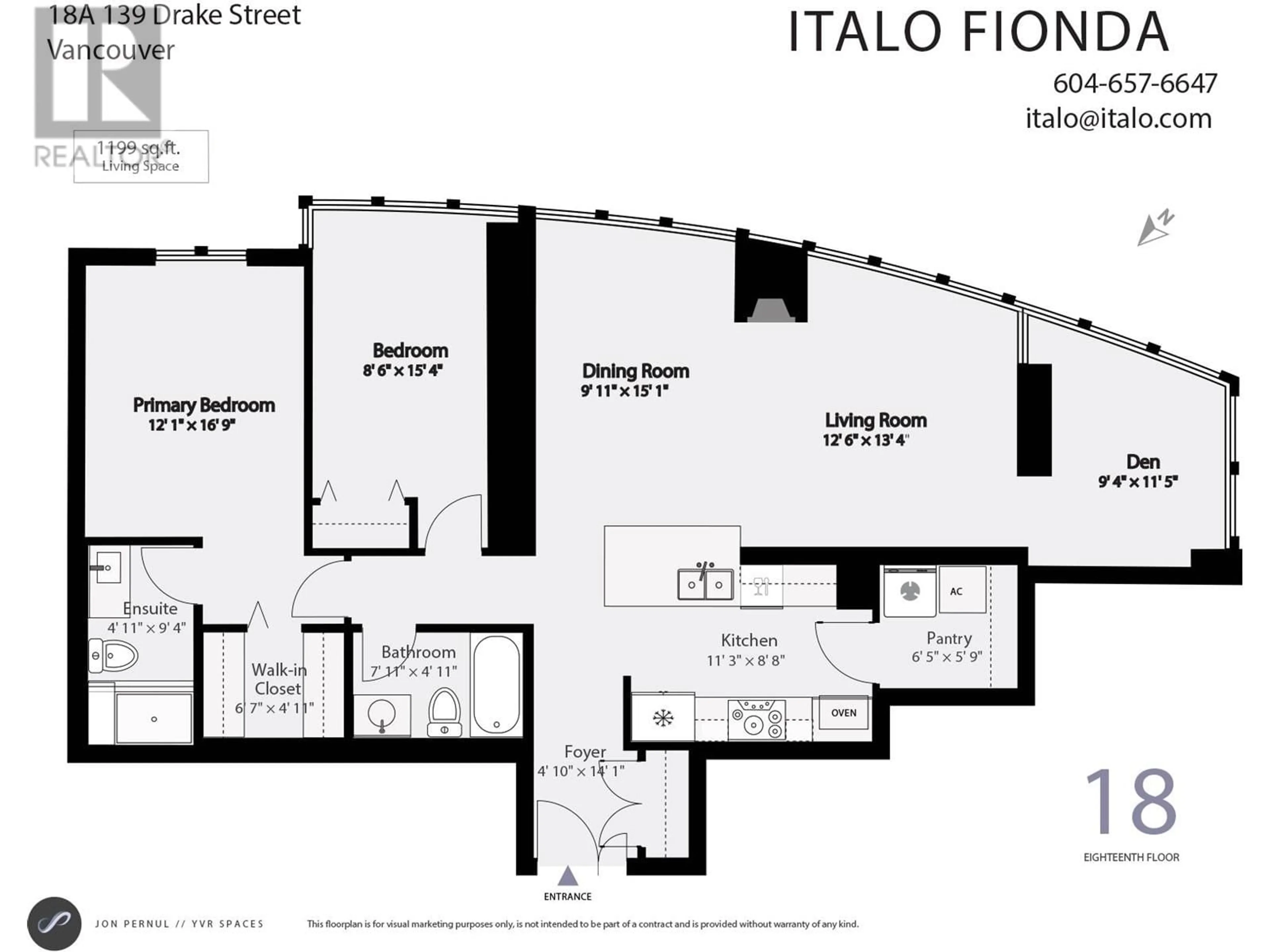 Floor plan for 18A 139 DRAKE STREET, Vancouver British Columbia V6Z2T8