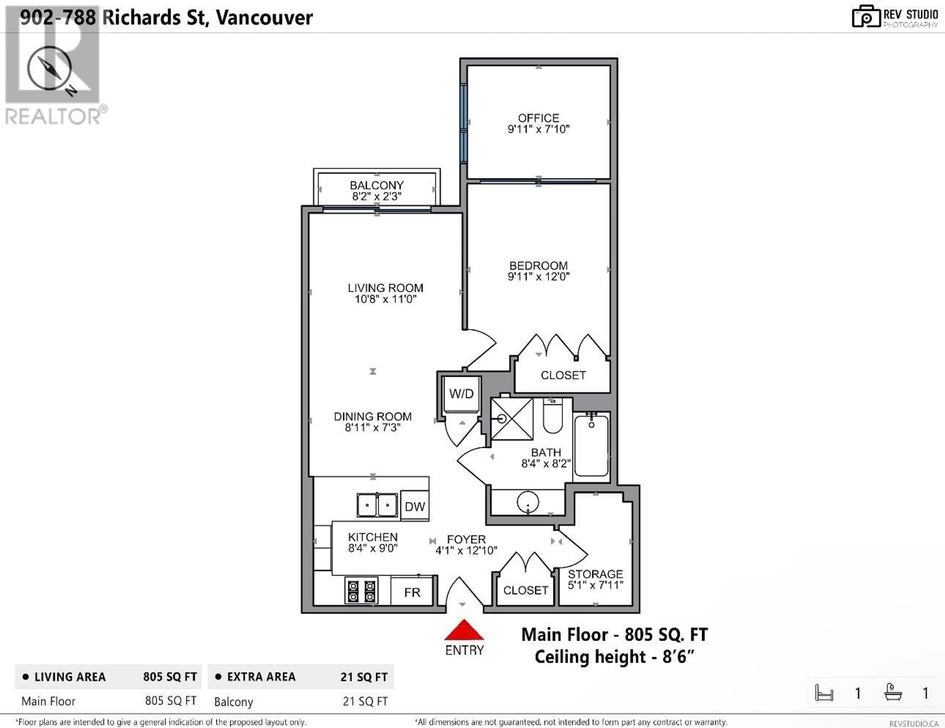 Floor plan for 902 788 RICHARDS STREET, Vancouver British Columbia V6B0C7