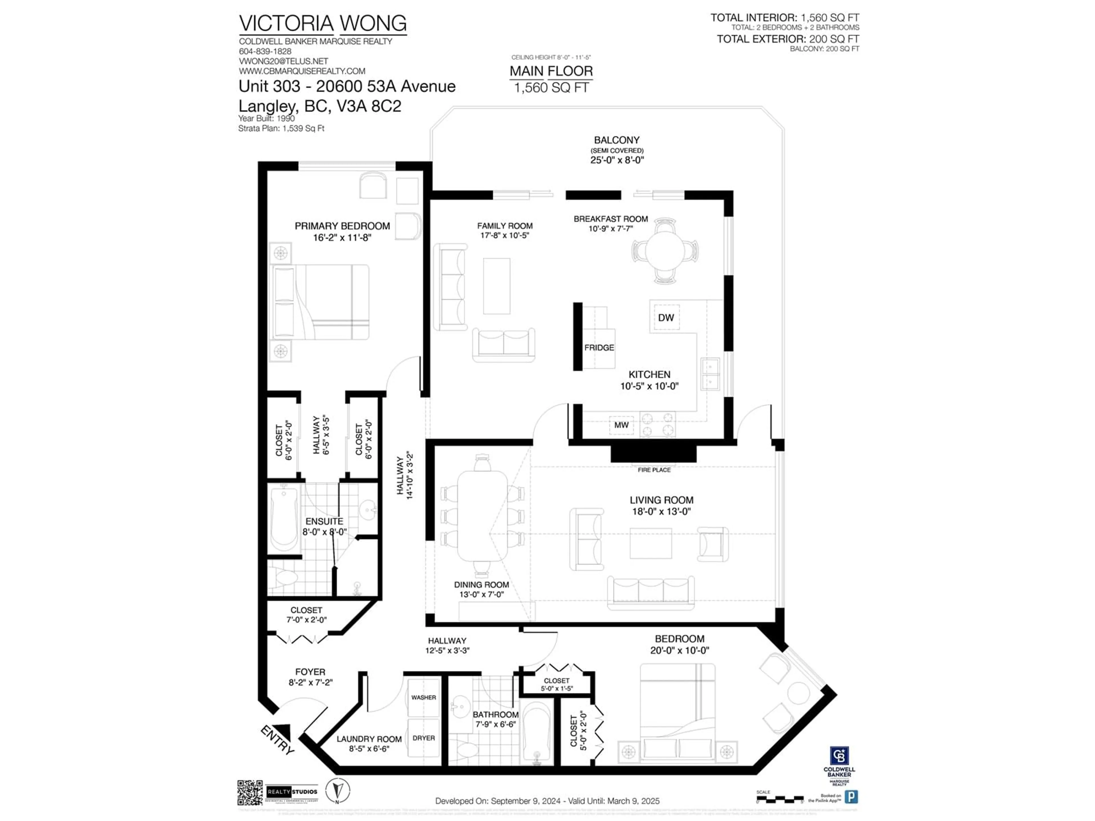 Floor plan for 303 20600 53A AVENUE, Langley British Columbia V3A8C2